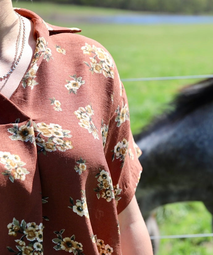 Rust Floral Blouse