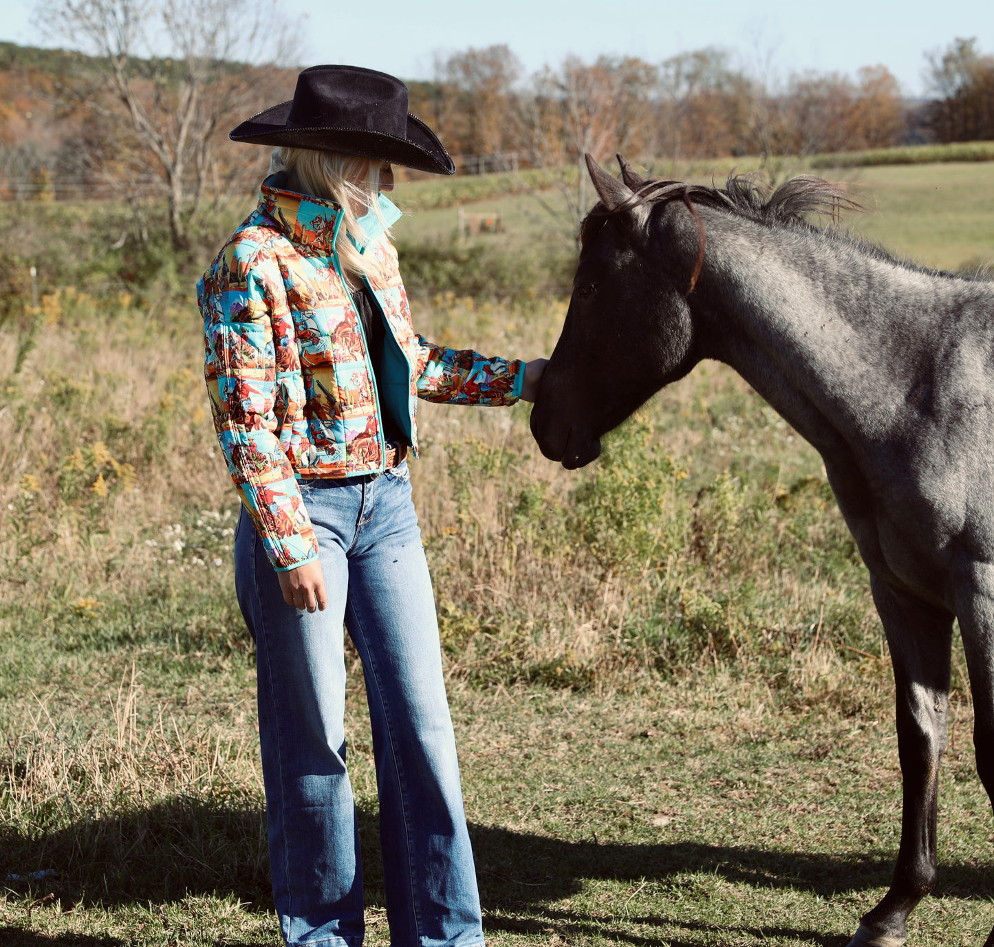 Cowboy Pop Art Puffer Jacket