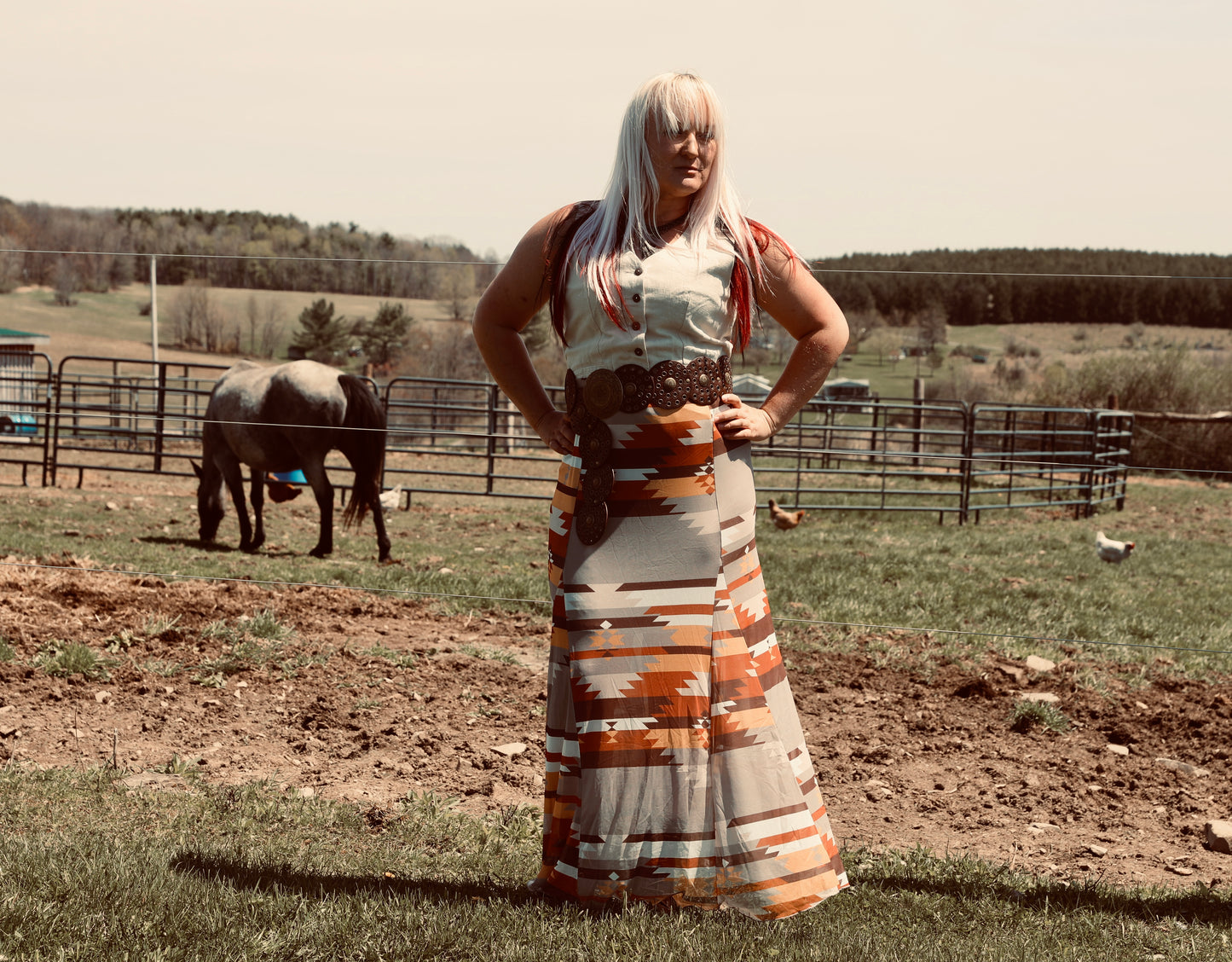 BLAIR Aztec Print Lined Mesh
A-Line Full Skirt