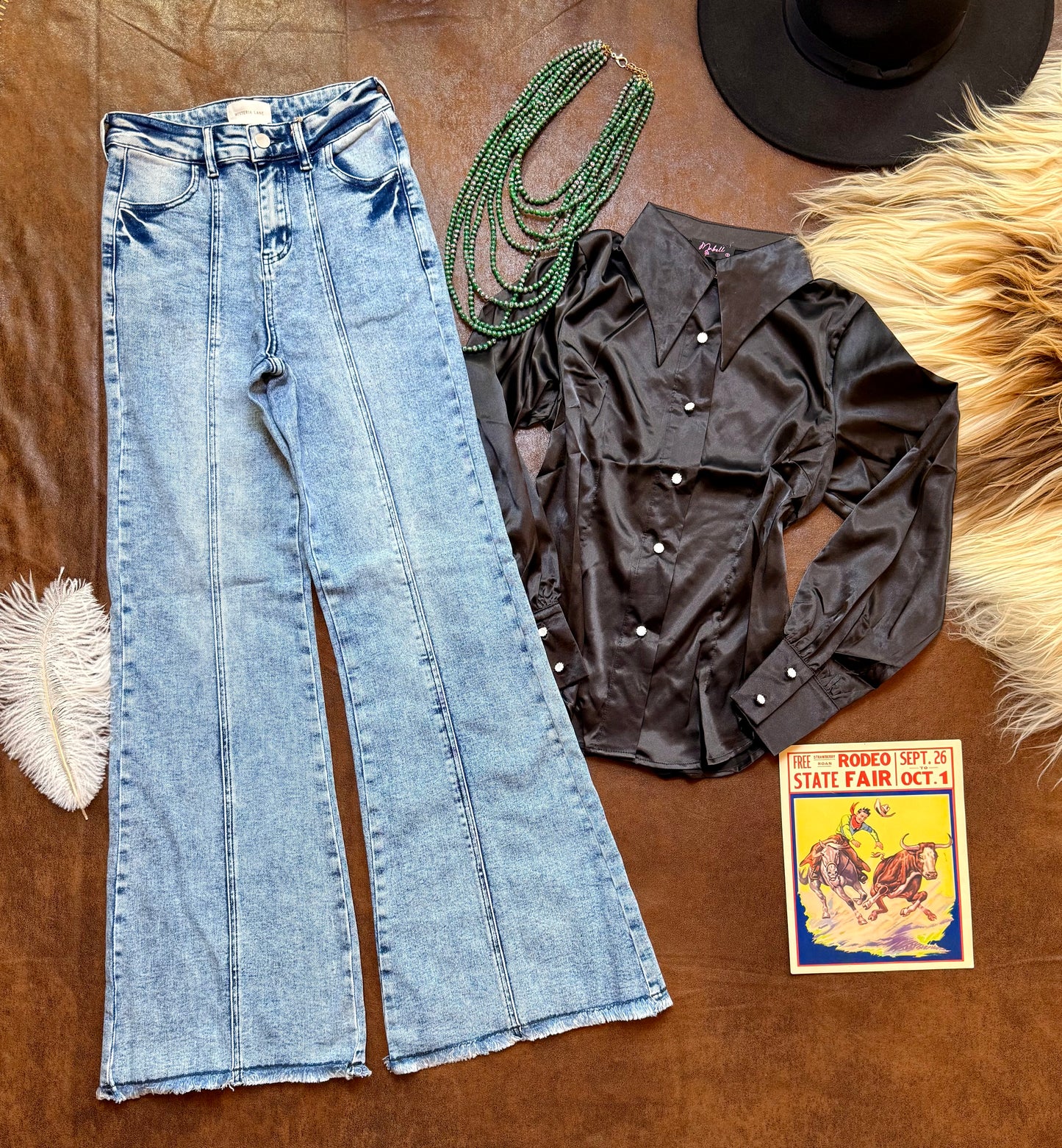Wide Leg Palazzo Fit Jeans with Stretch