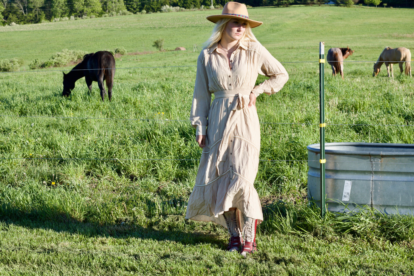 Miss Me Button Up Tiered Dress