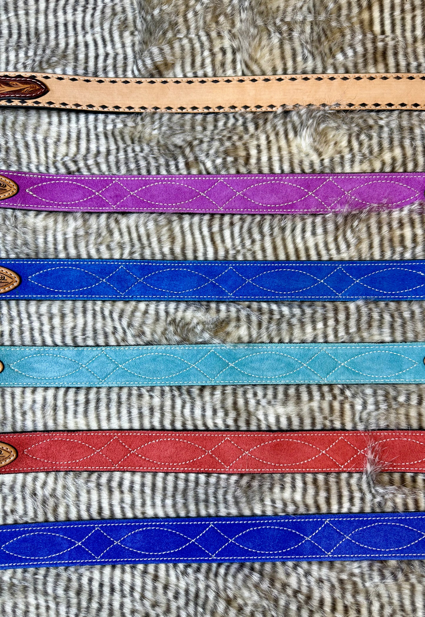 American Darling Turquoise Suede Western Belt - Hand-Tooled Leather Inlay with Engraved Buckle