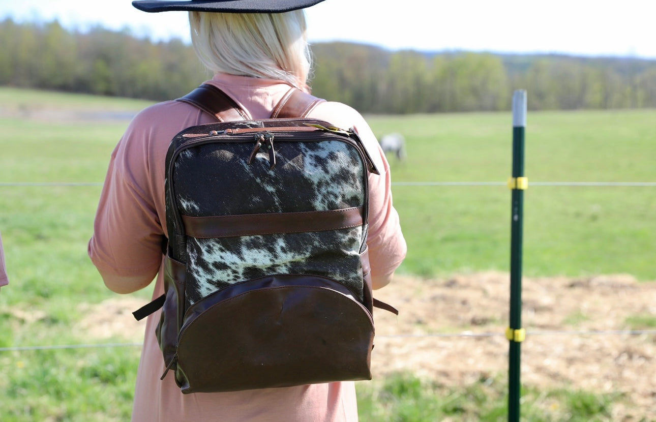 Klassy Cowgirl Hair on Cowhide Leather Backpack