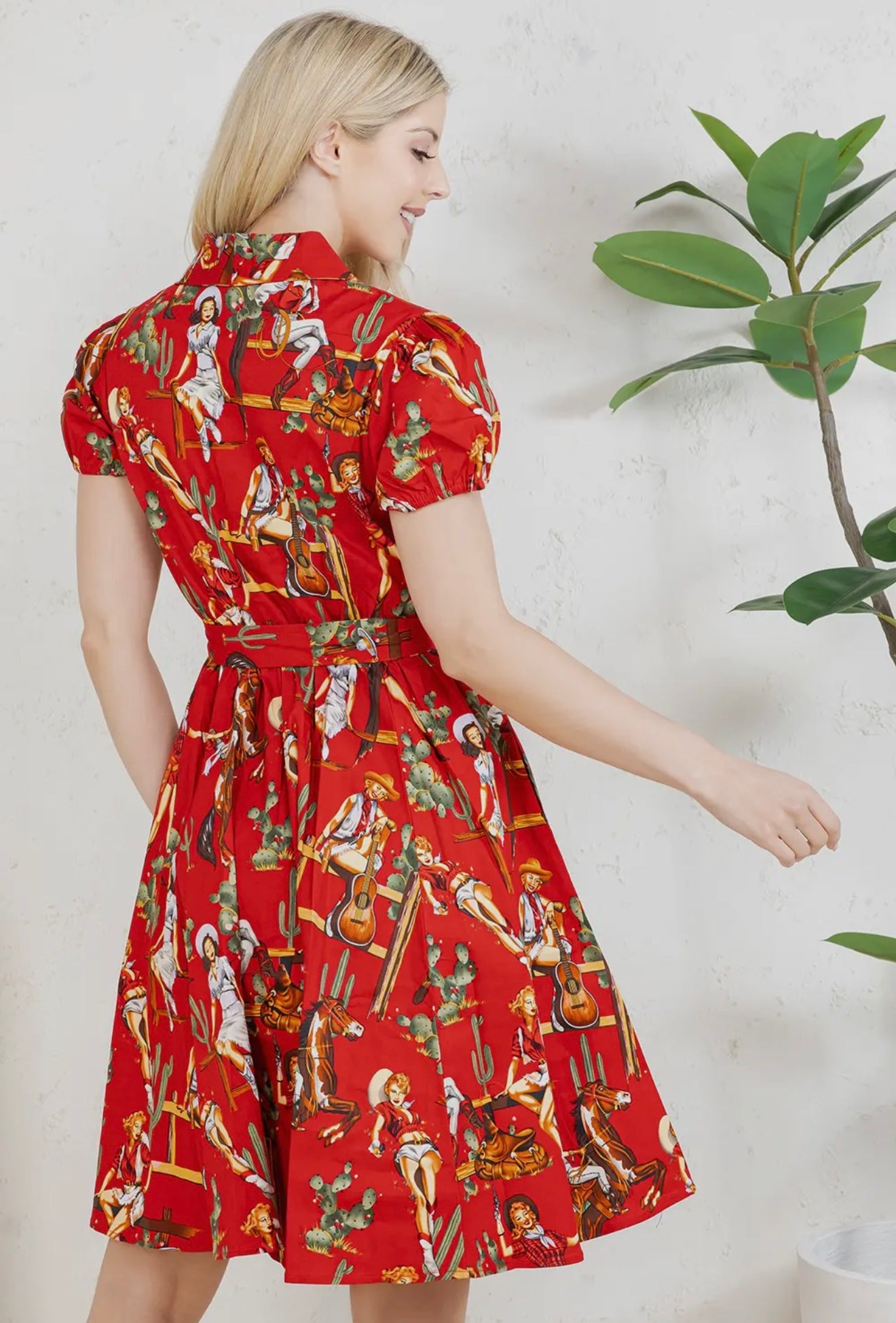 Western Pinup Cowgirl Dress in Red