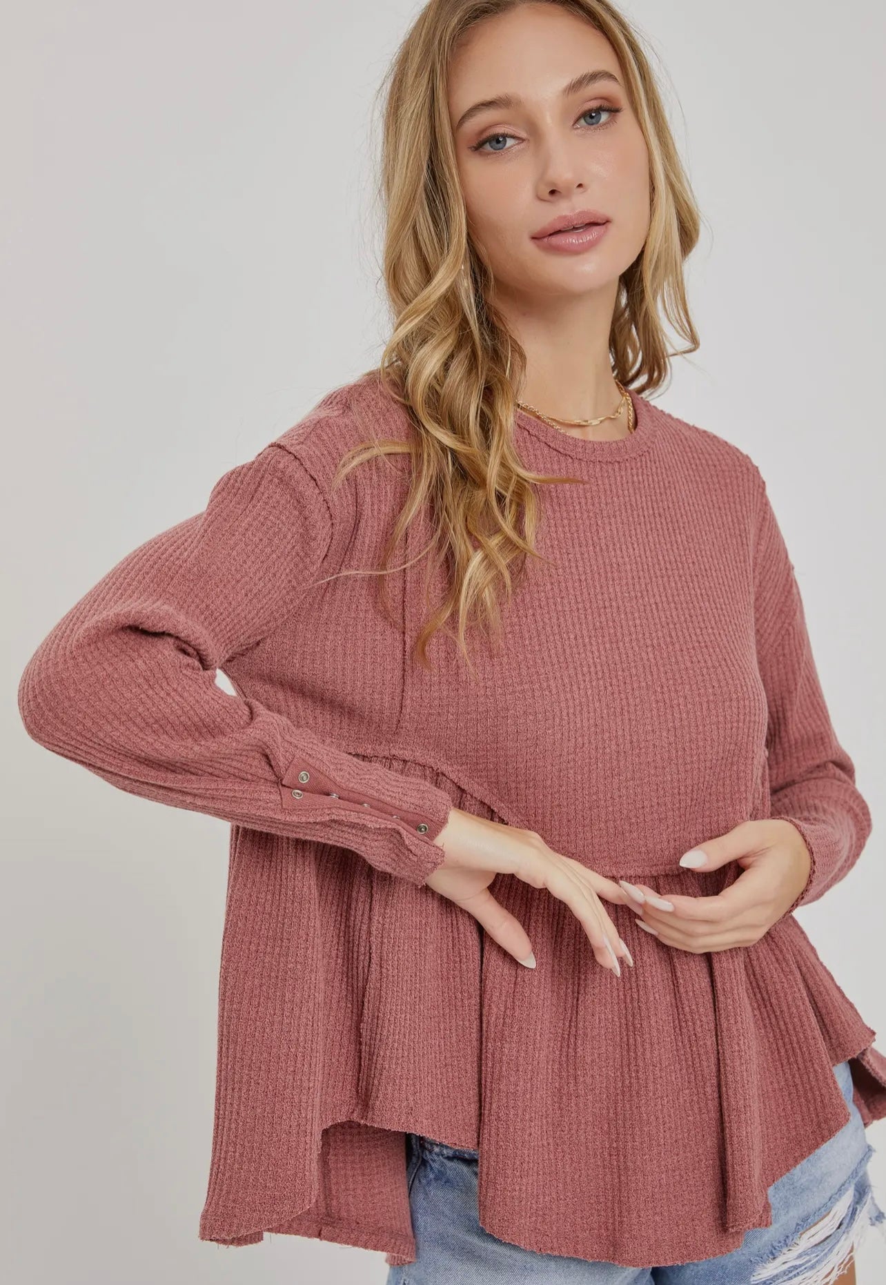 Marsala Babydoll Top