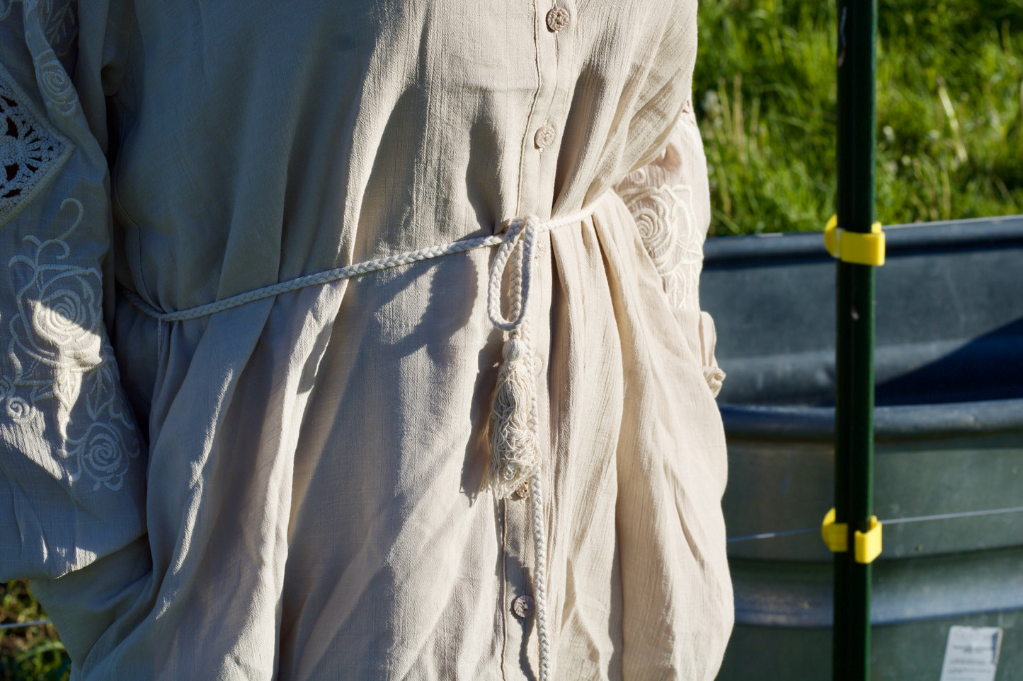 Miss Me Mid-Length Flowy Blouse Dress with Tie