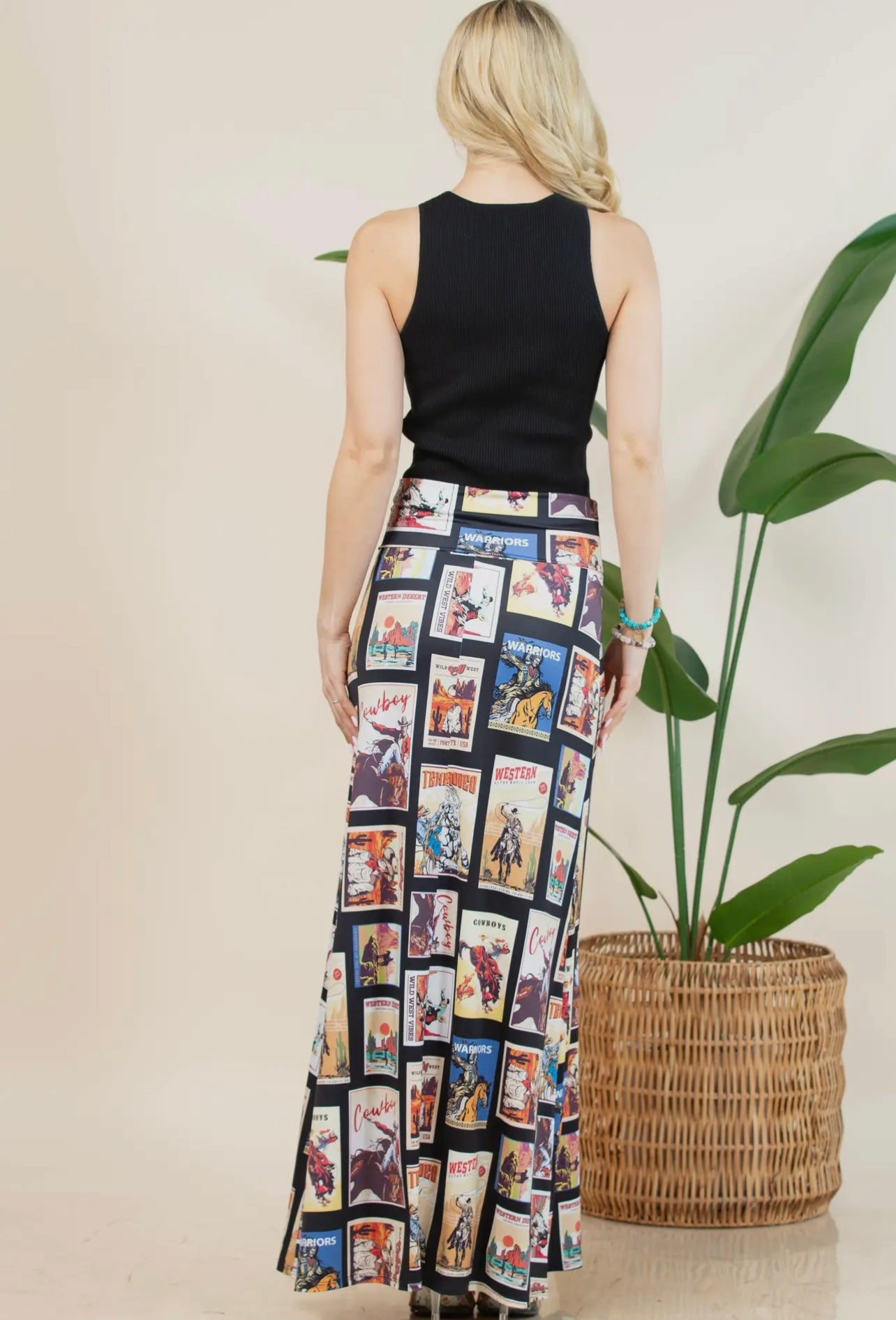 Stamps Vintage Western
Print Knit Full Skirt