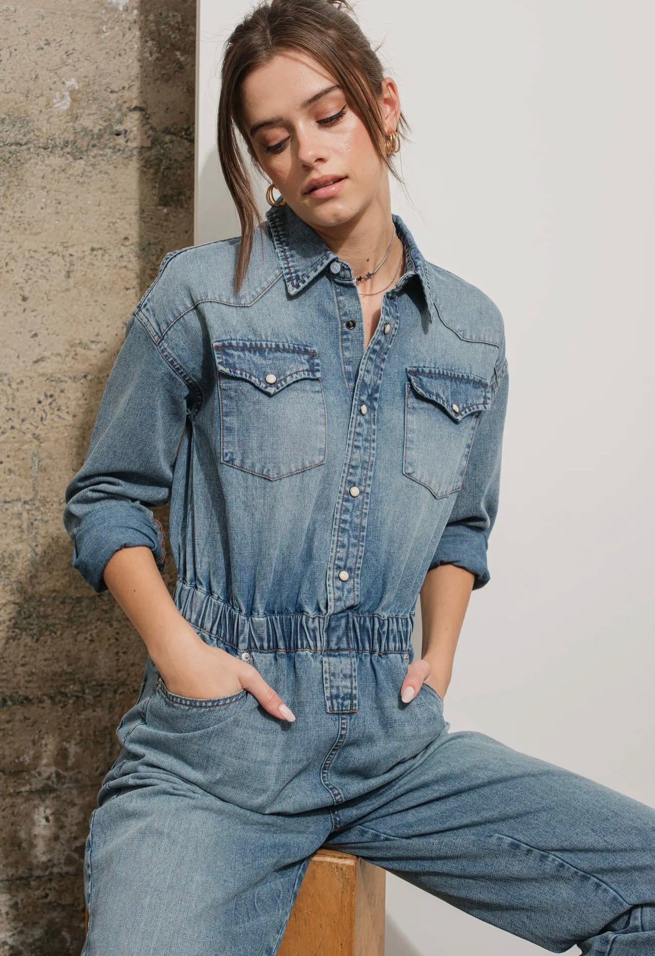 Western Yoke Pocket
Denim Jumpsuit