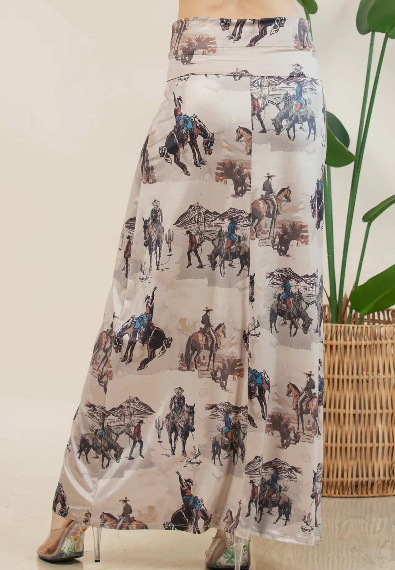 ANINA Western Cowboy Print A-
Line Full Knit Skirt