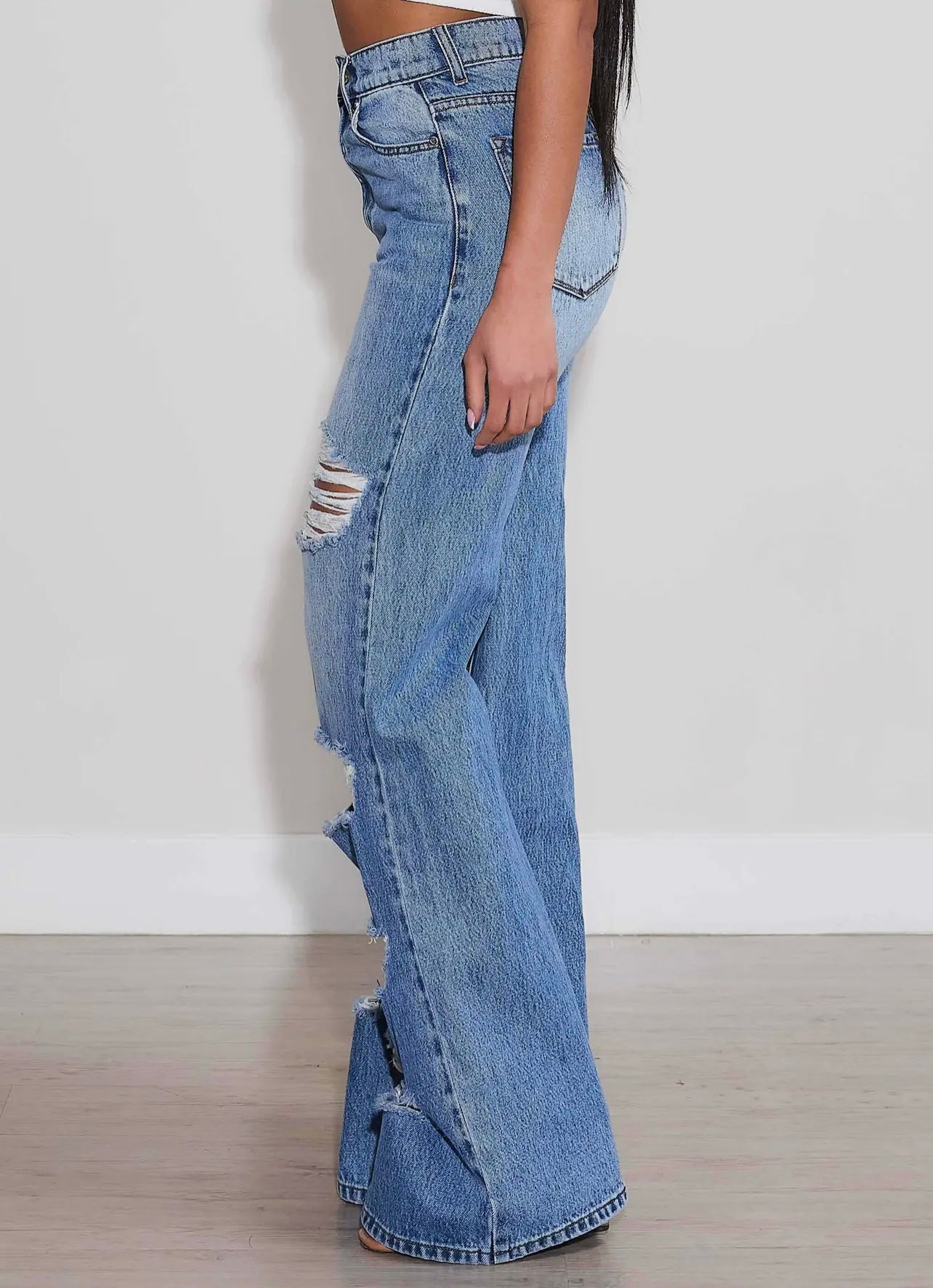 Tilly High-Rise Distressed Wide Leg Jeans