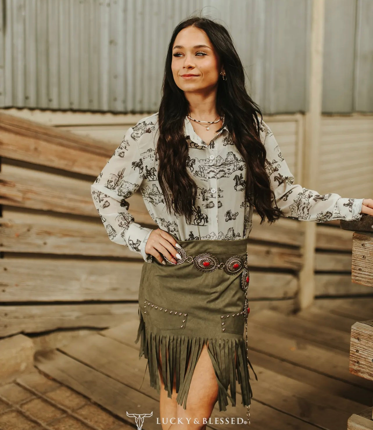 Western Desert Chiffon Collared
Western Shirt