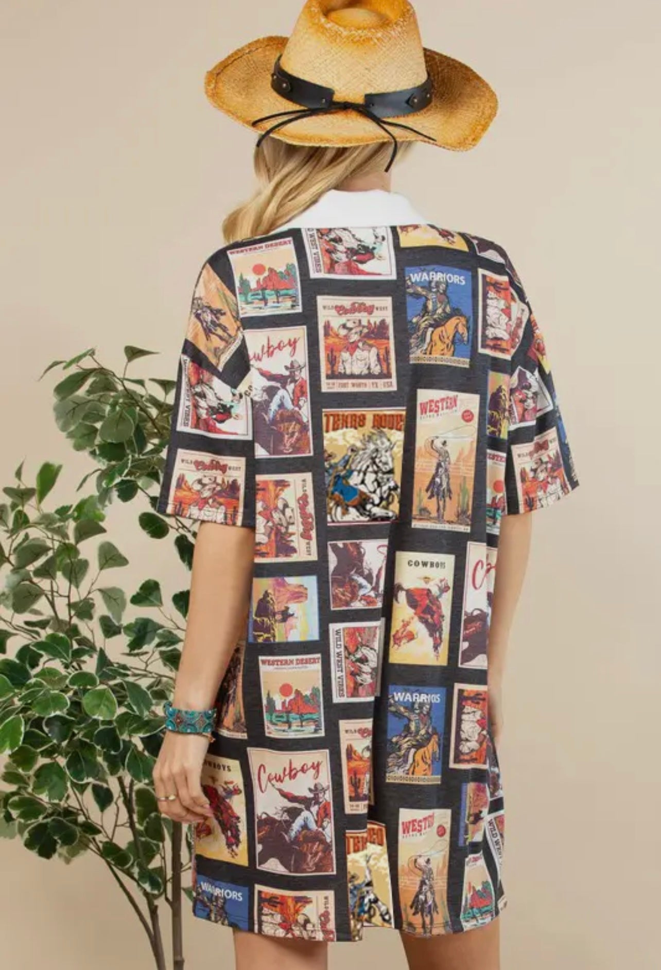Stamps Mandy Western Print Collared
Knit Dress