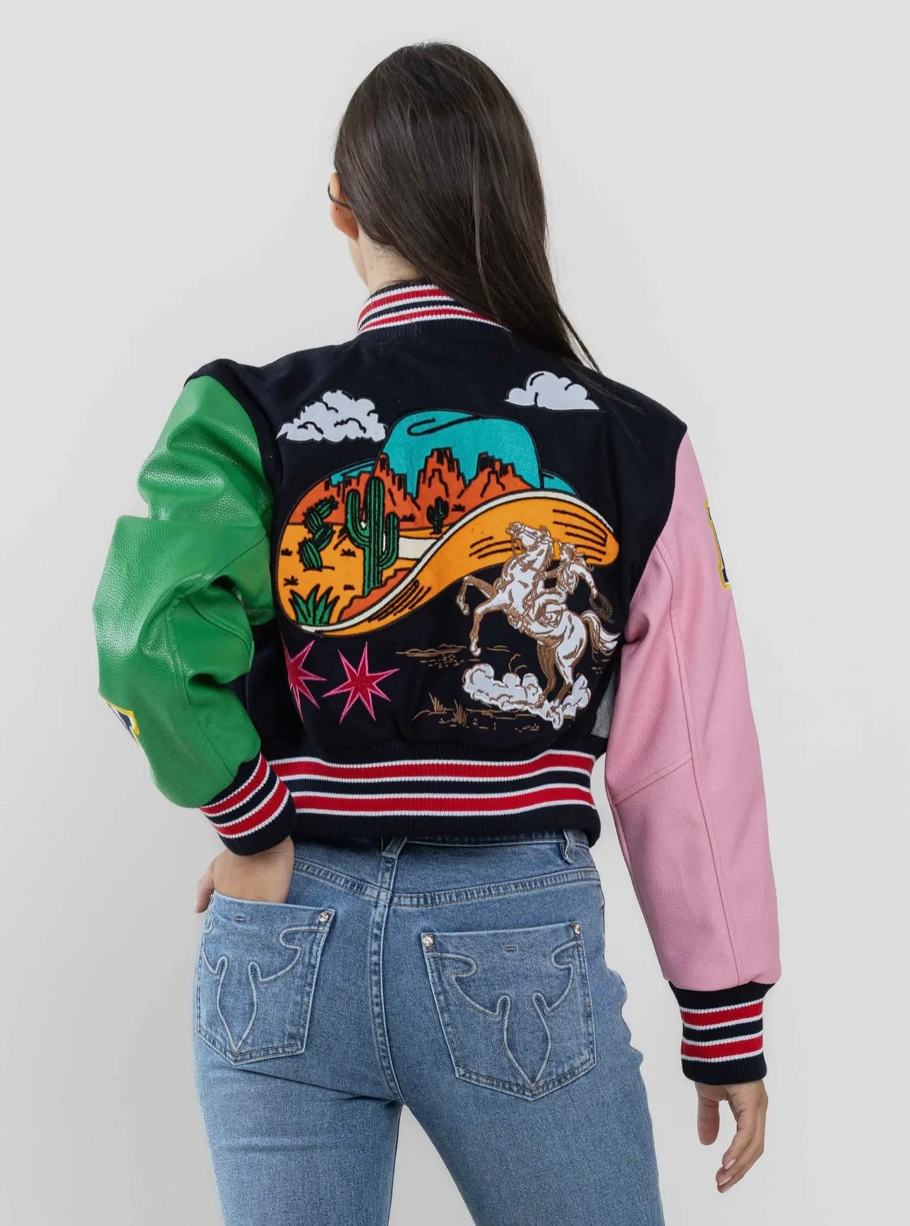 Wild and Free Cropped Varsity Jacket
