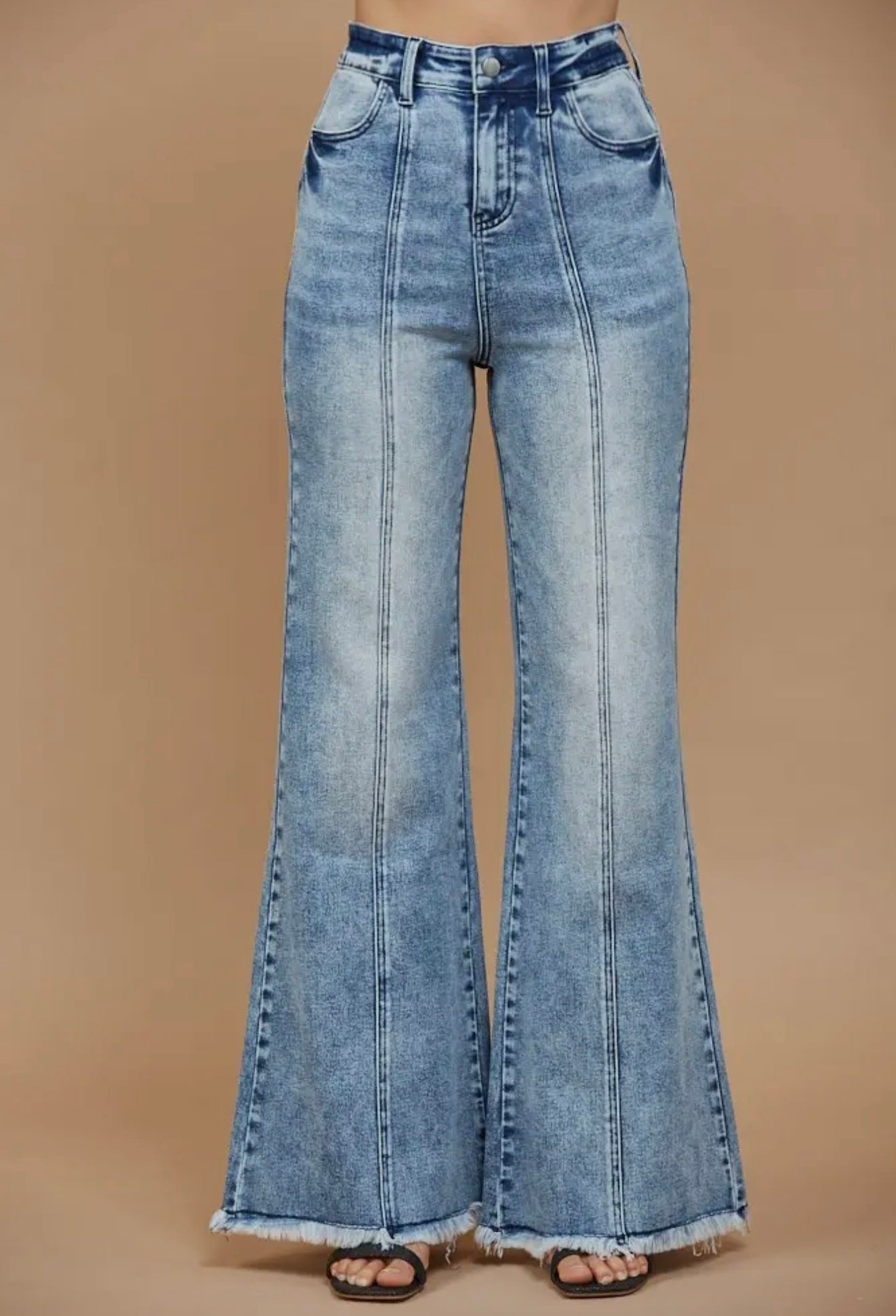 Wide Leg Palazzo Fit Jeans with Stretch