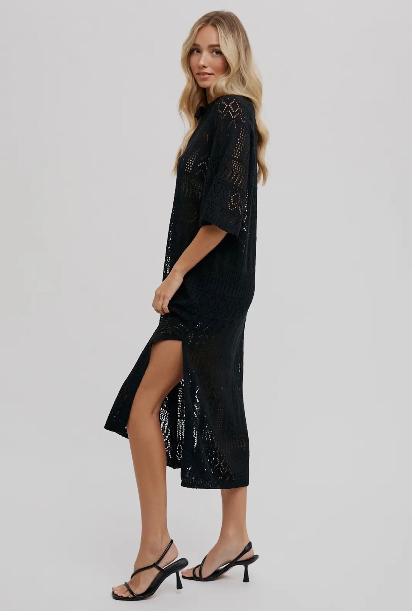 Open-Knit Swim Cover Up Dress
