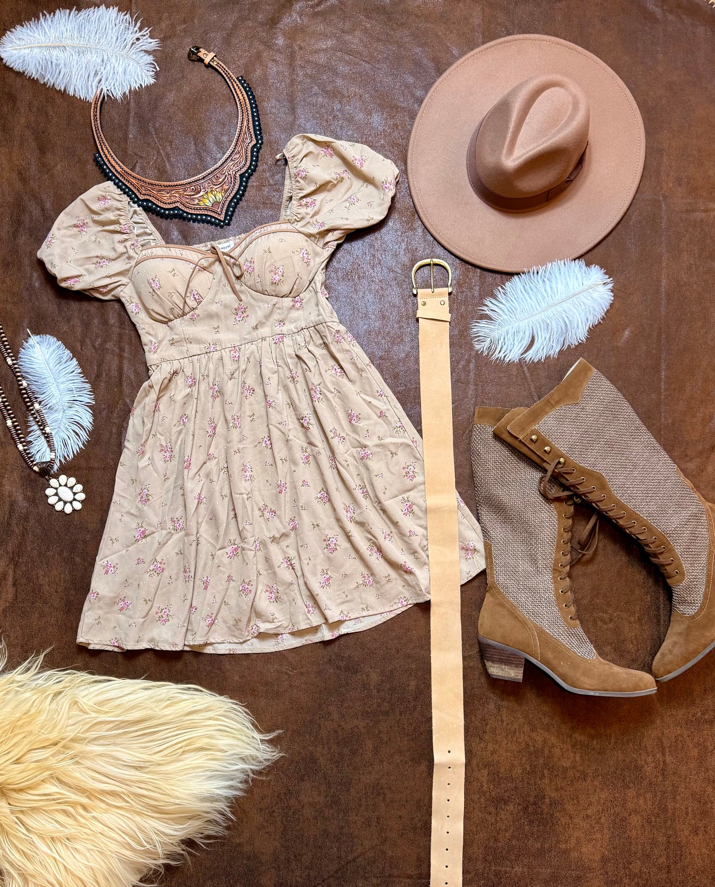 Floral Sweetheart Front Tie Dress