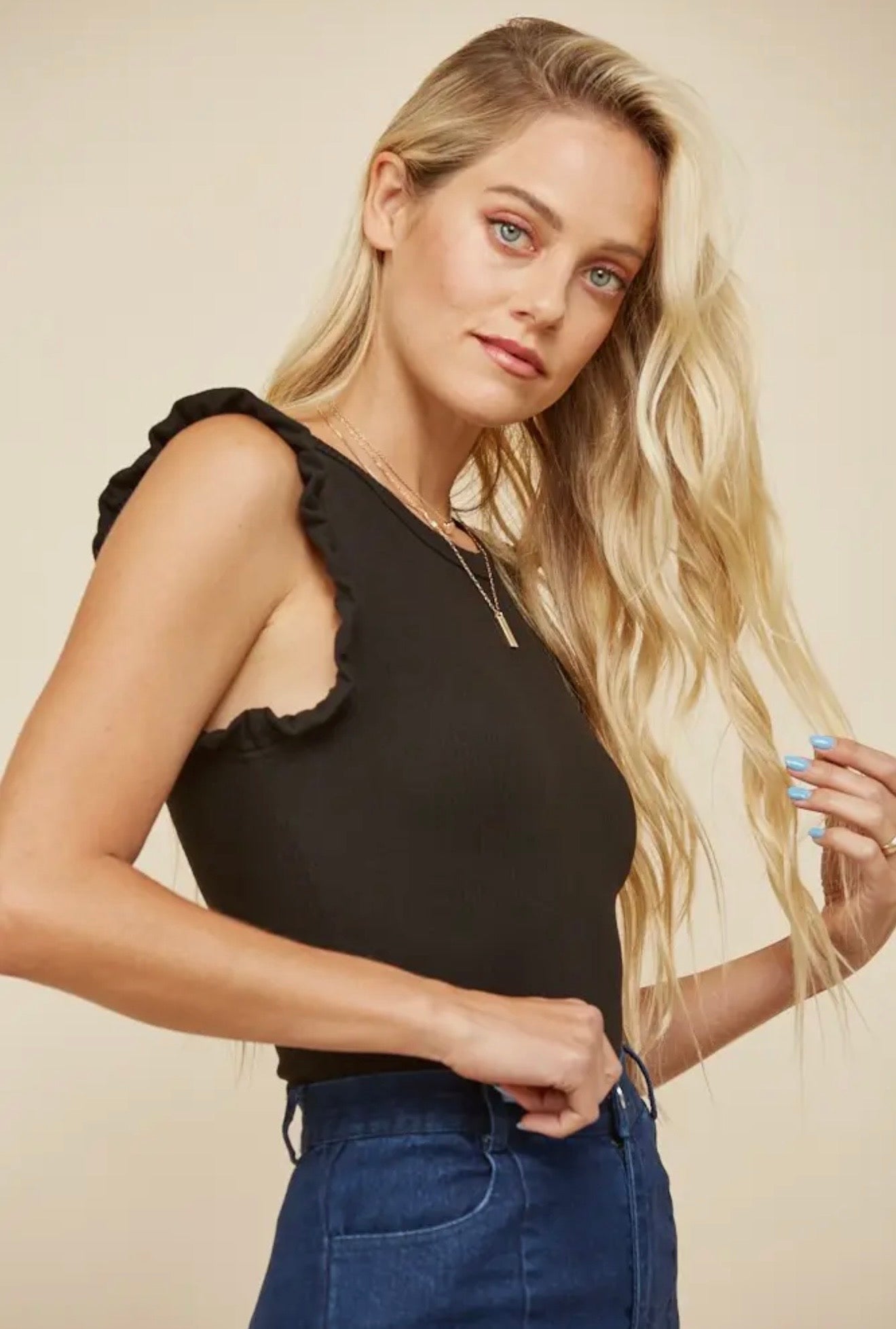 Ribbed Ruffled Bodysuit