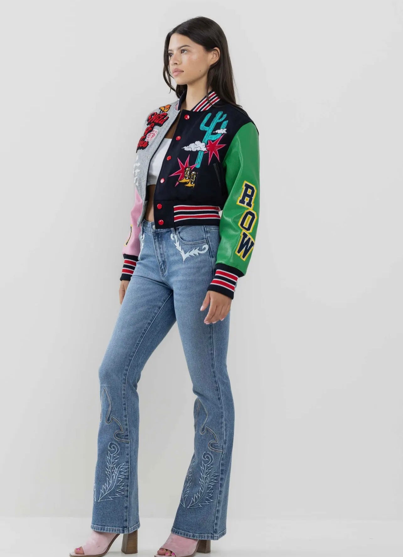 Wild and Free Cropped Varsity Jacket