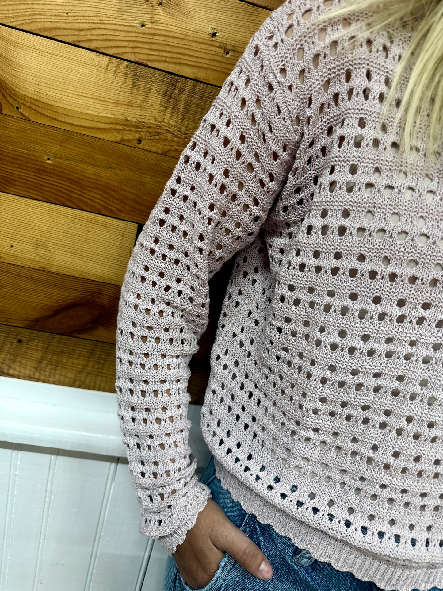 Open Knit Top in Mauve