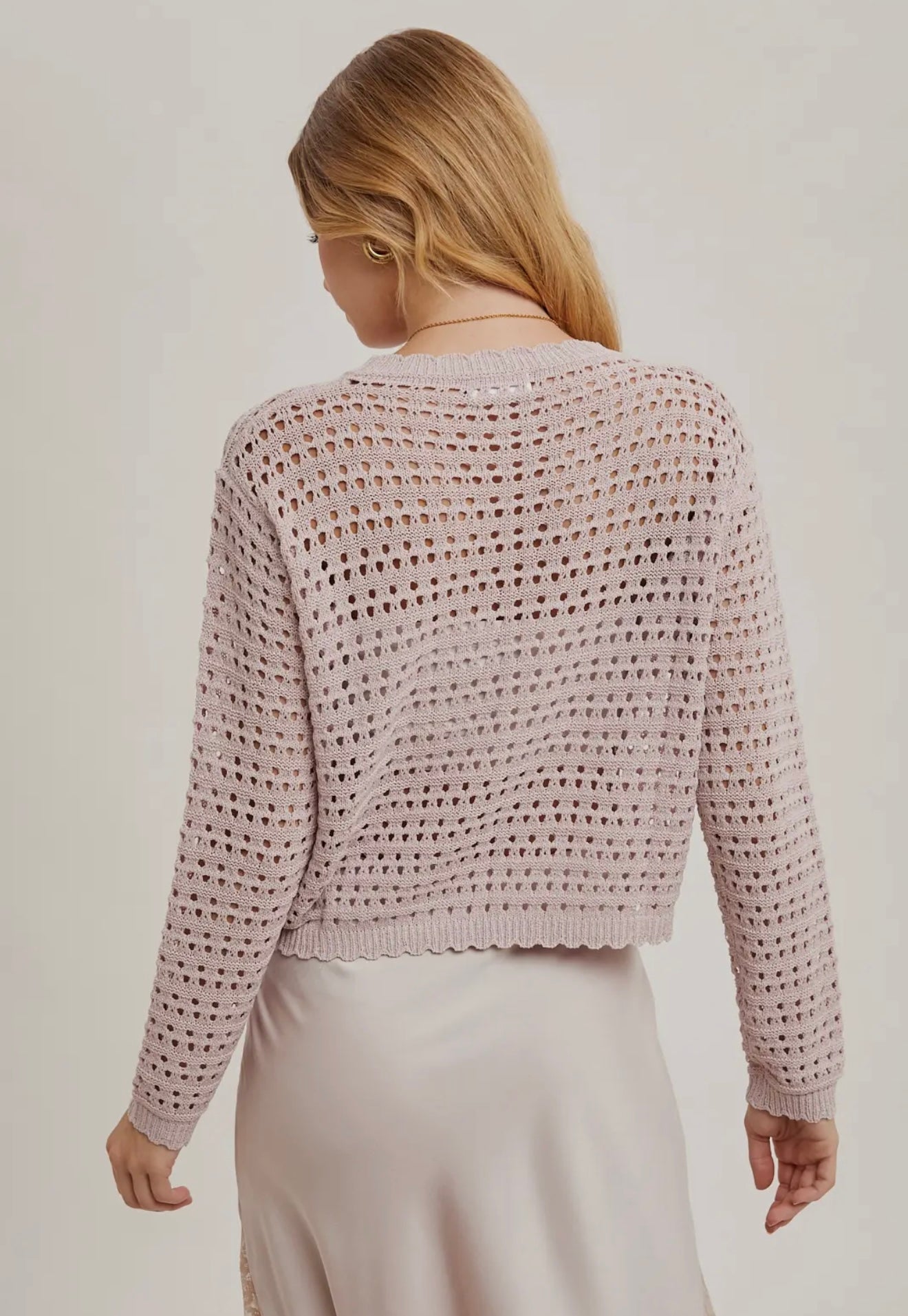 Open Knit Top in Mauve