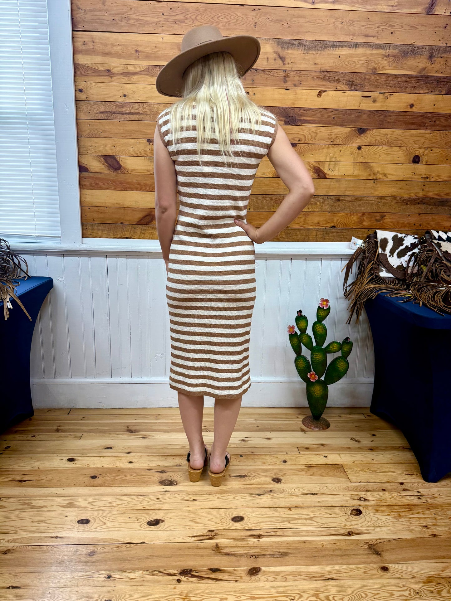 Striped Contrast Tank Midi Dress