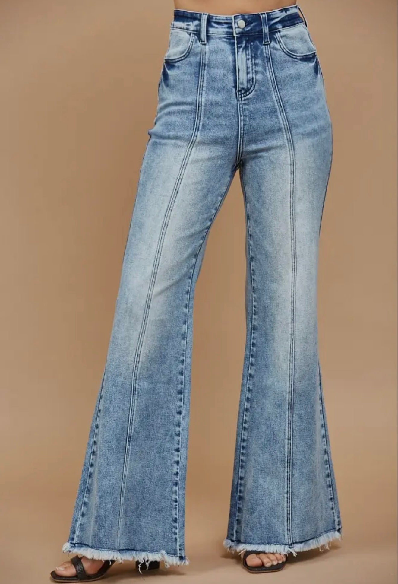Wide Leg Palazzo Fit Jeans with Stretch