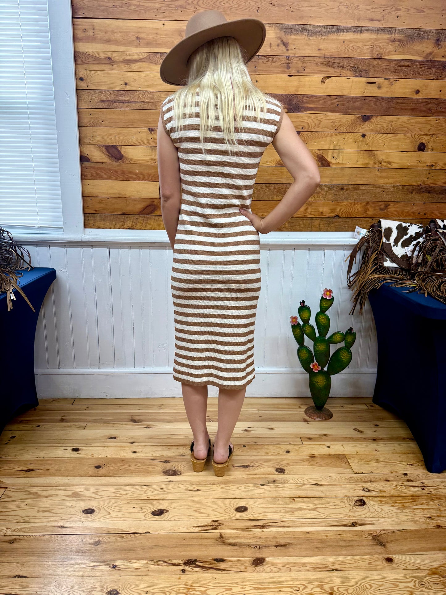 Striped Contrast Tank Midi Dress