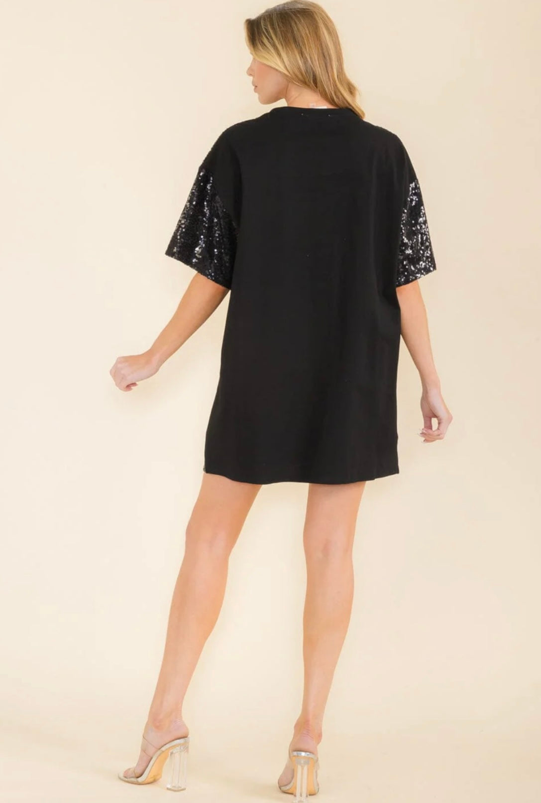 Sequins Heart Shirt Dress