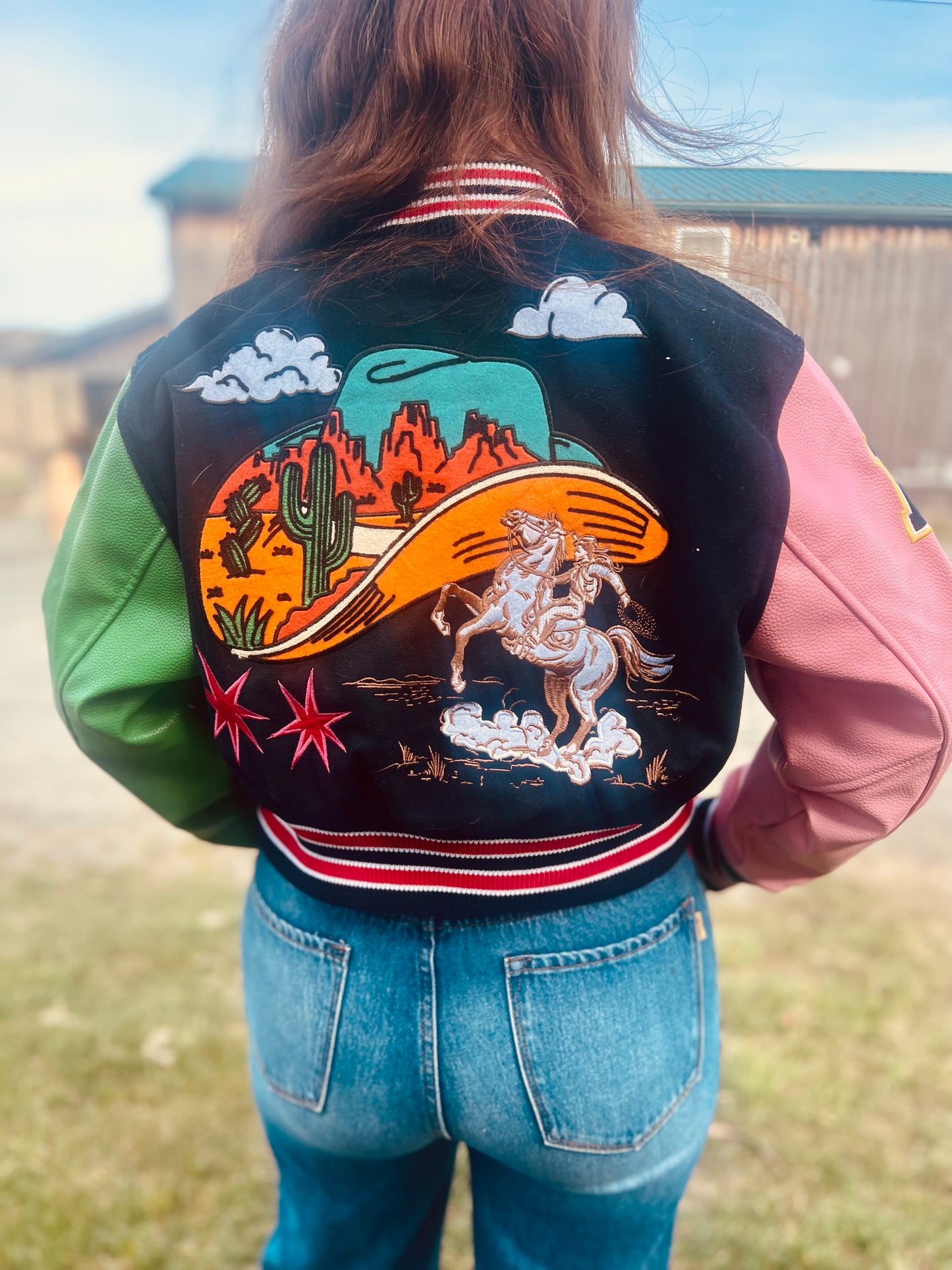 Wild and Free Cropped Varsity Jacket