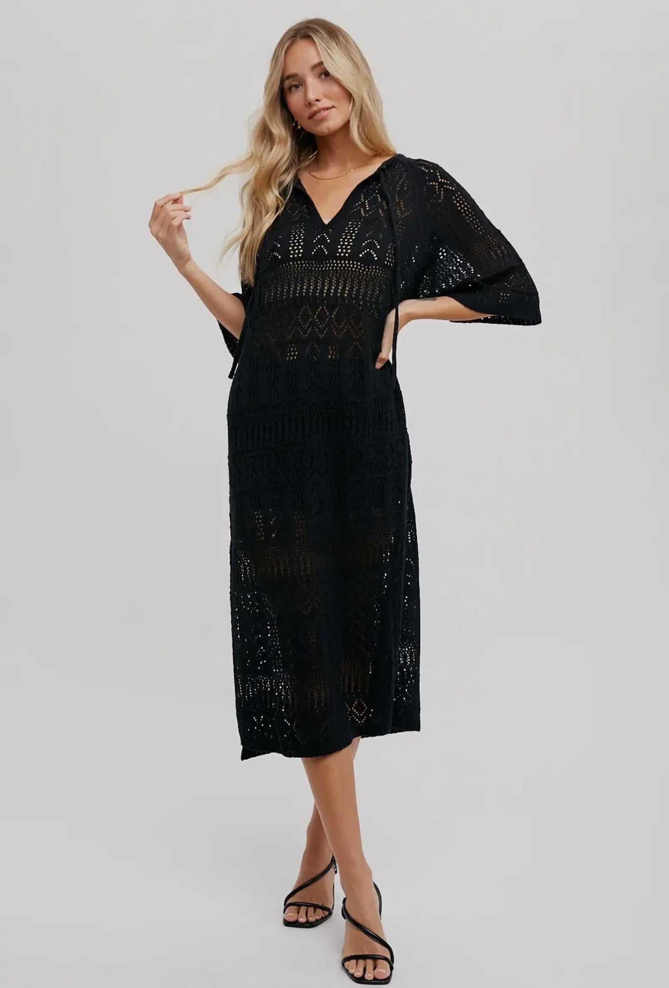 Open-Knit Swim Cover Up Dress