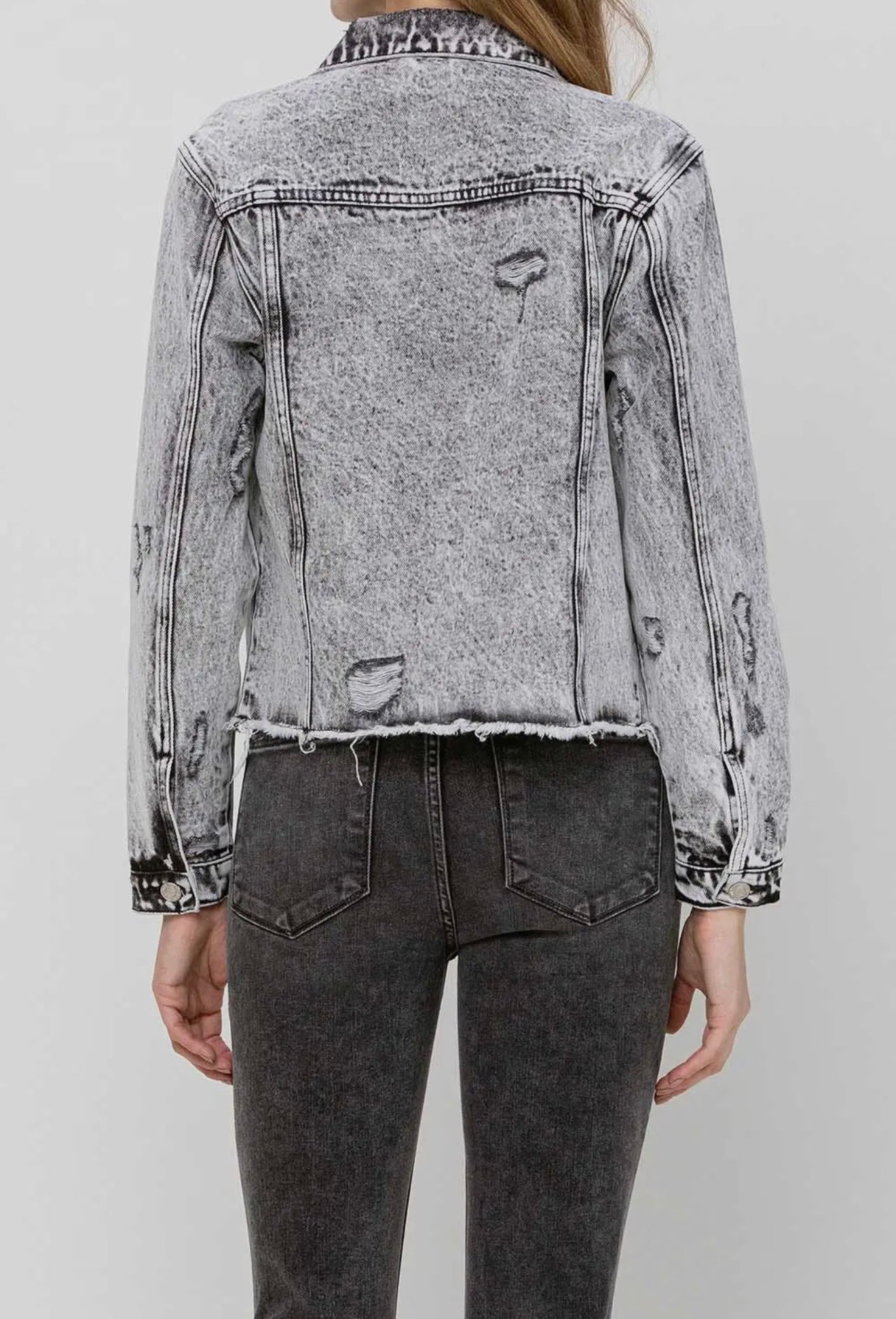 Distressed Classic Crop Denim
Jacket