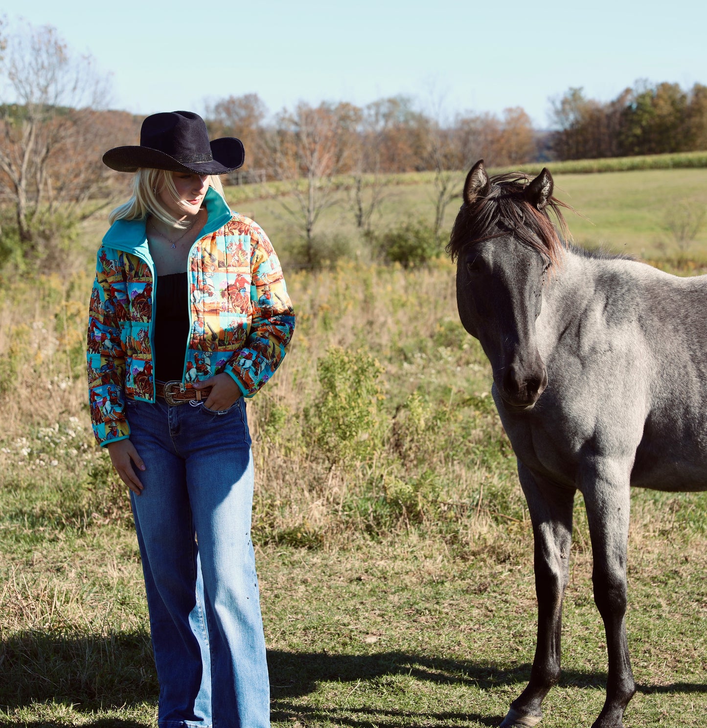 Cowboy Pop Art Puffer Jacket