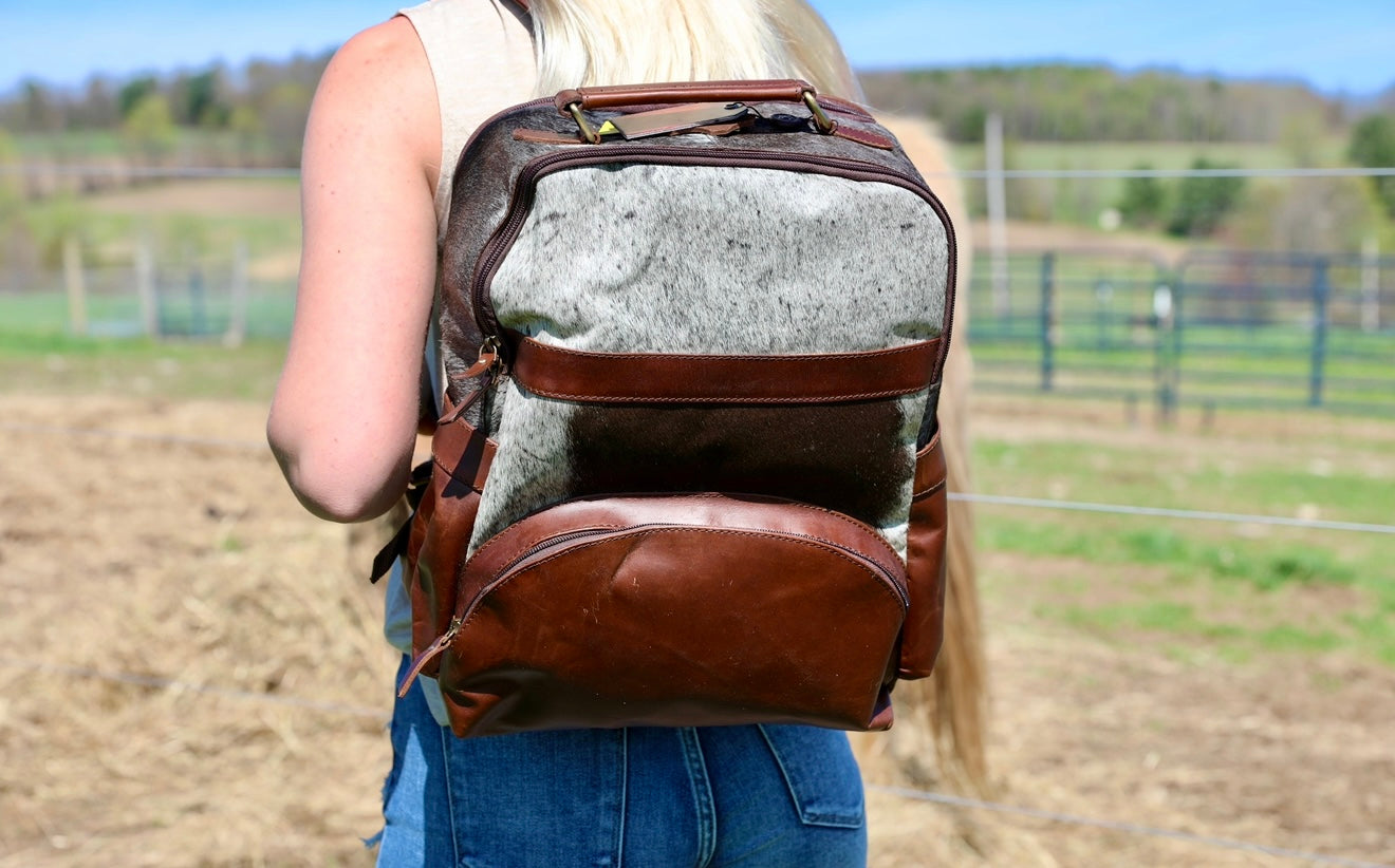 Klassy Cowgirl Hair on Cowhide Leather Backpack