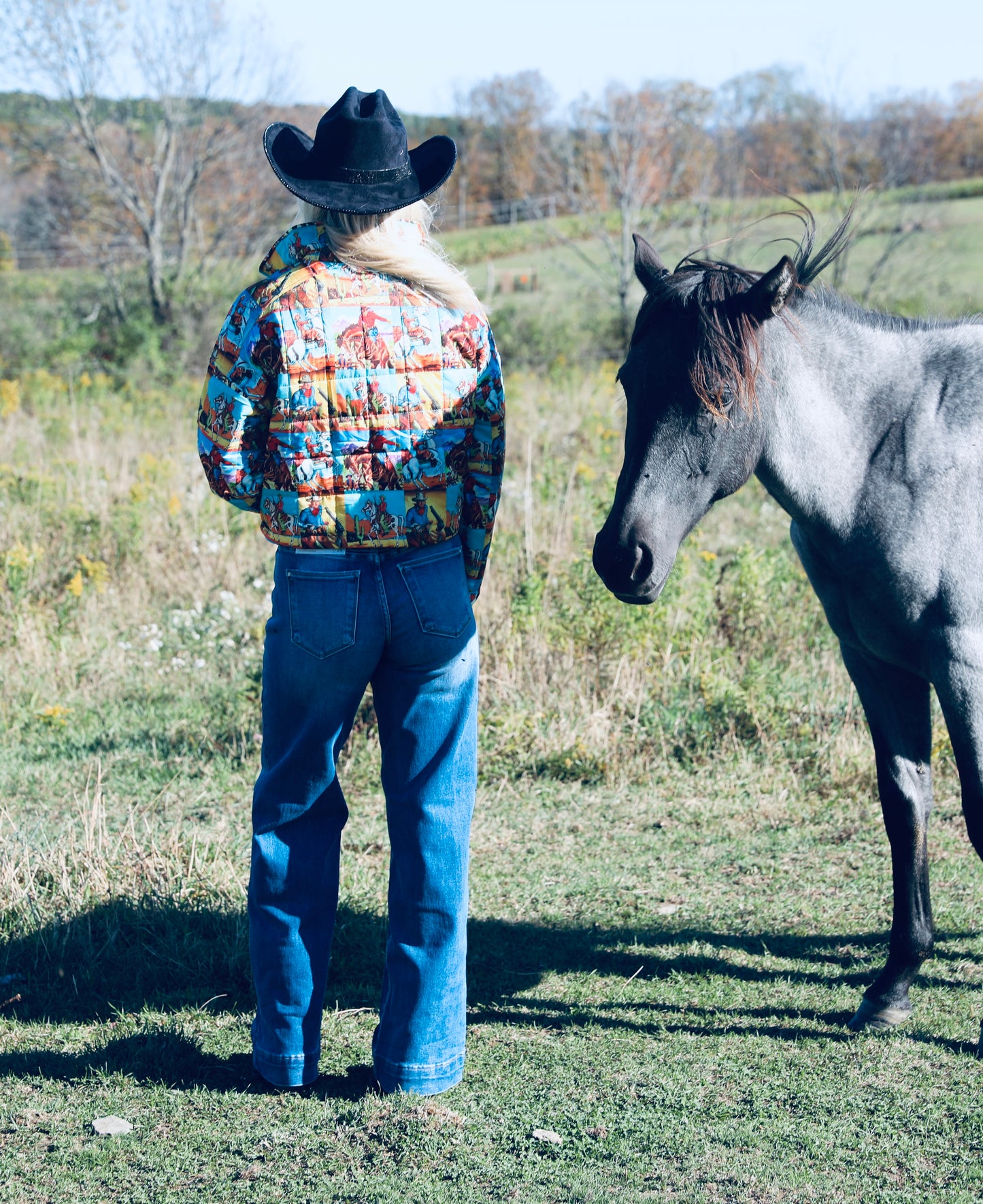 Cowboy Pop Art Puffer Jacket