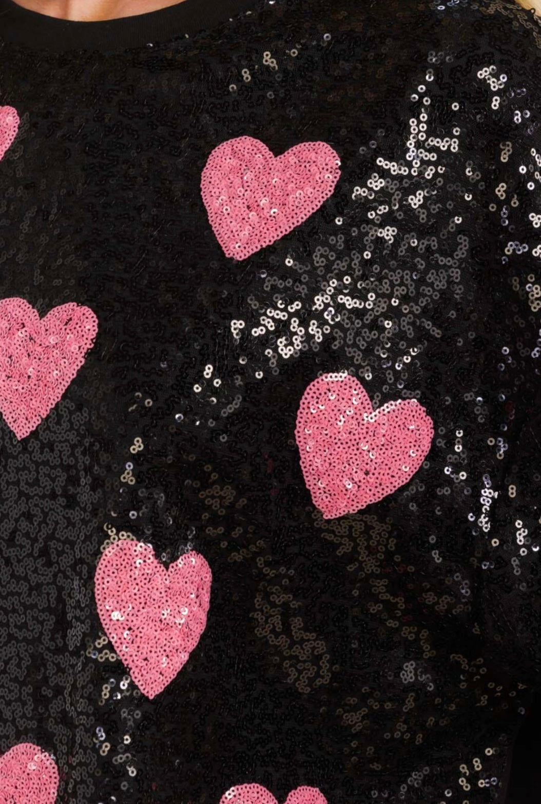 Sequins Heart Shirt Dress