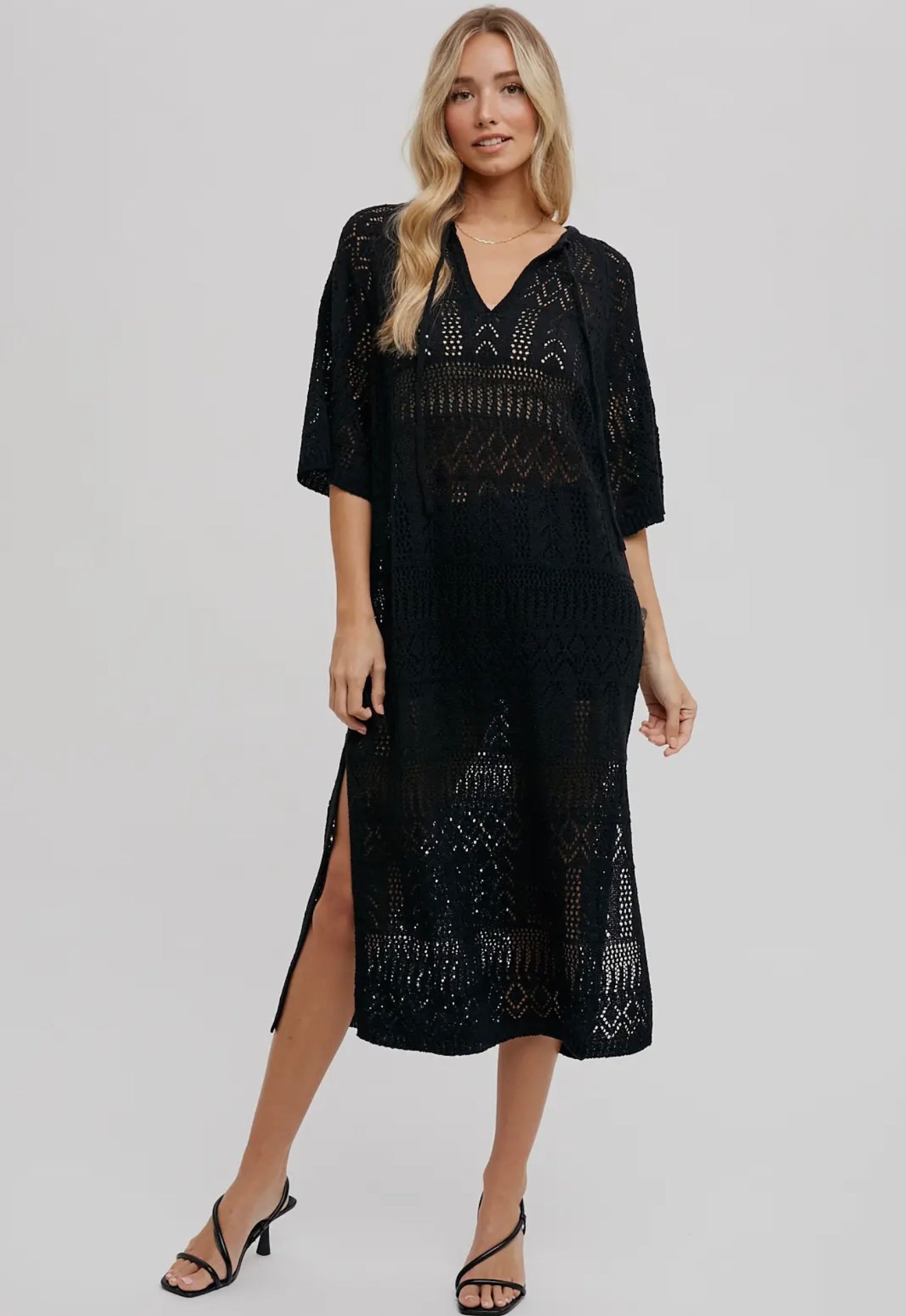 Open-Knit Swim Cover Up Dress