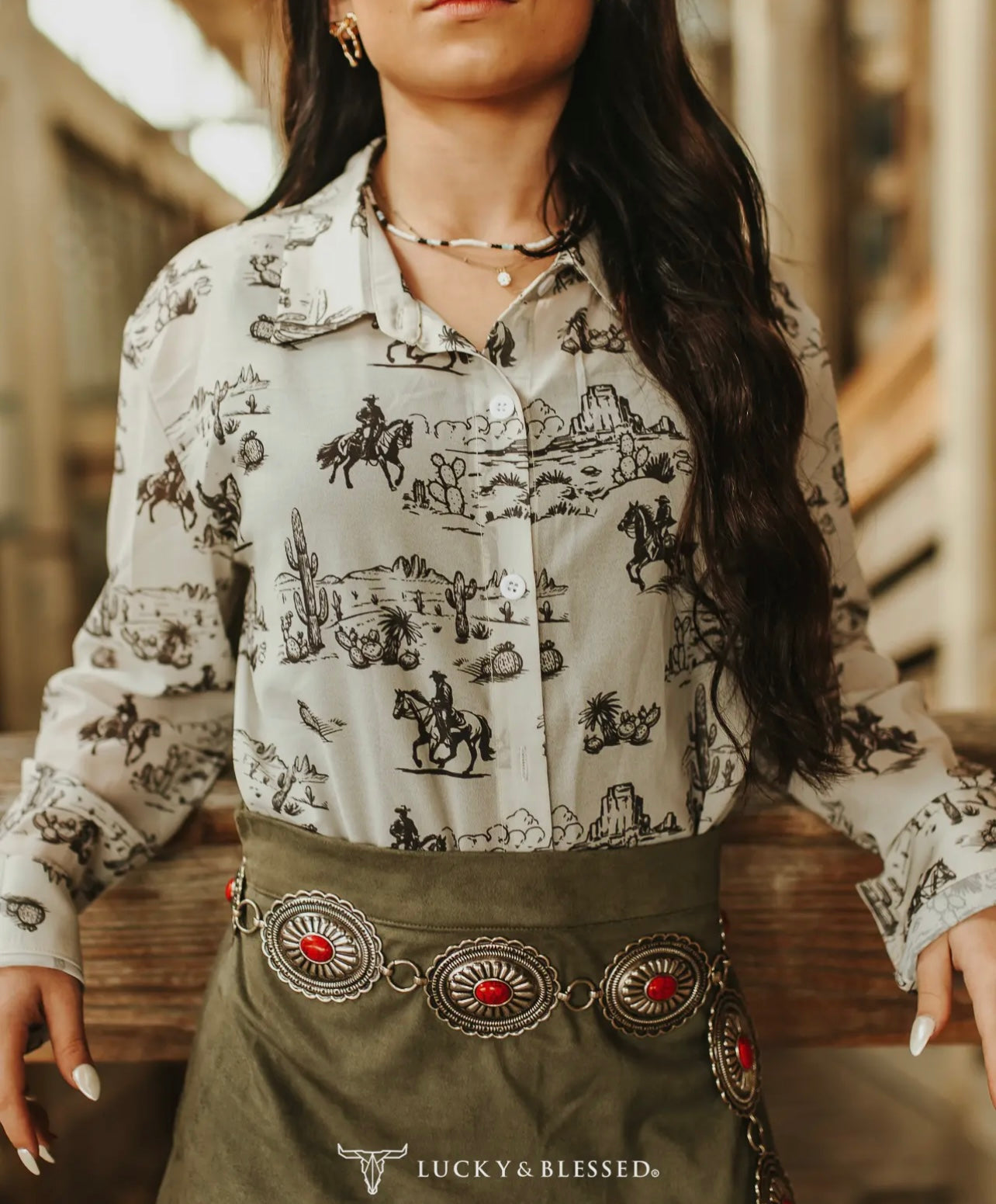 Western Desert Chiffon Collared
Western Shirt