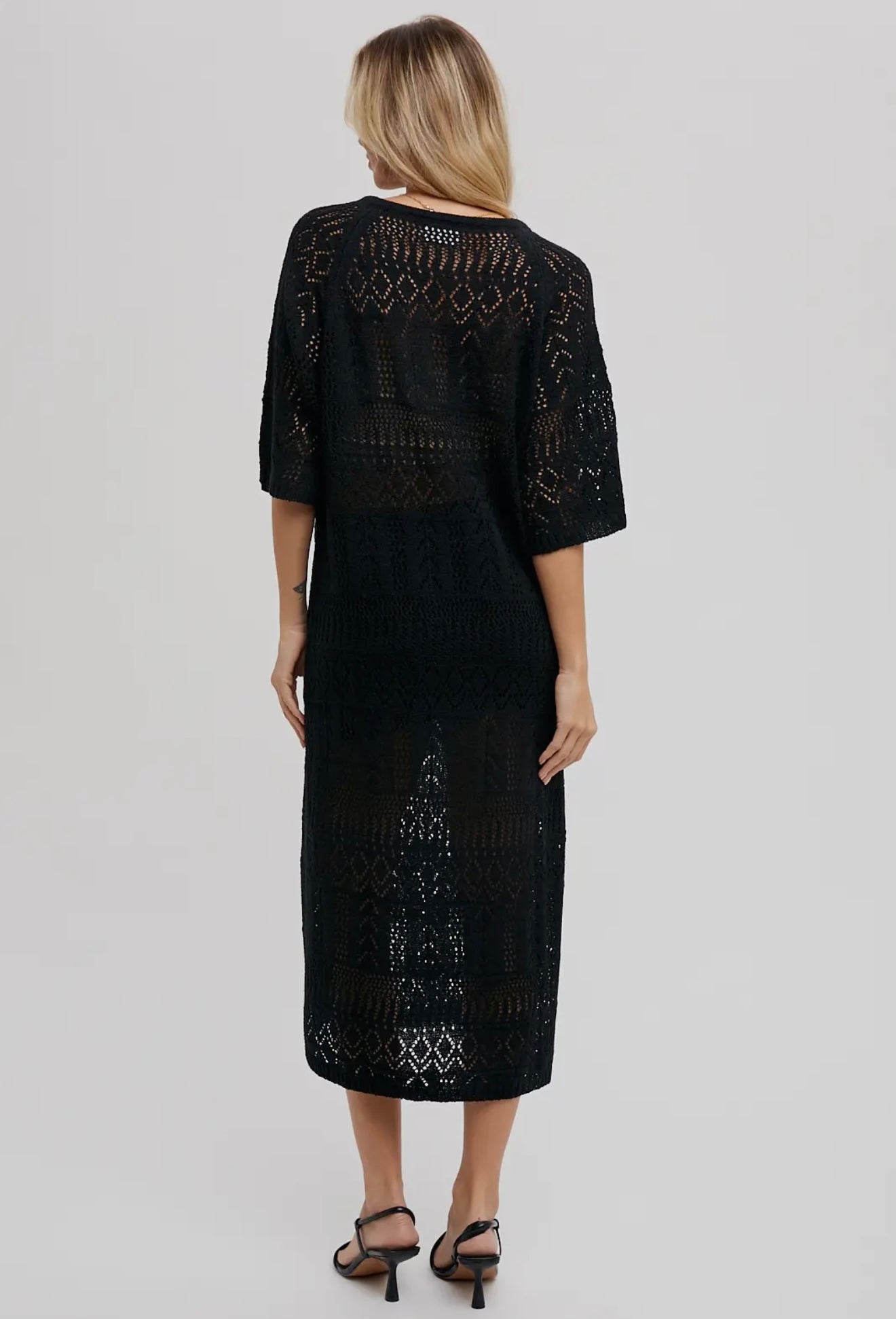 Open-Knit Swim Cover Up Dress