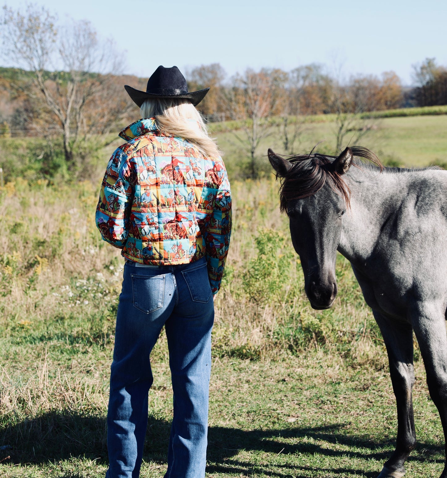 Cowboy Pop Art Puffer Jacket