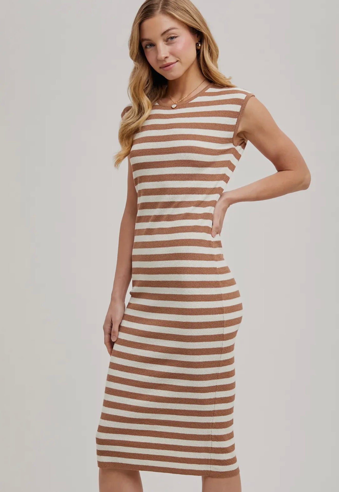 Striped Contrast Tank Midi Dress