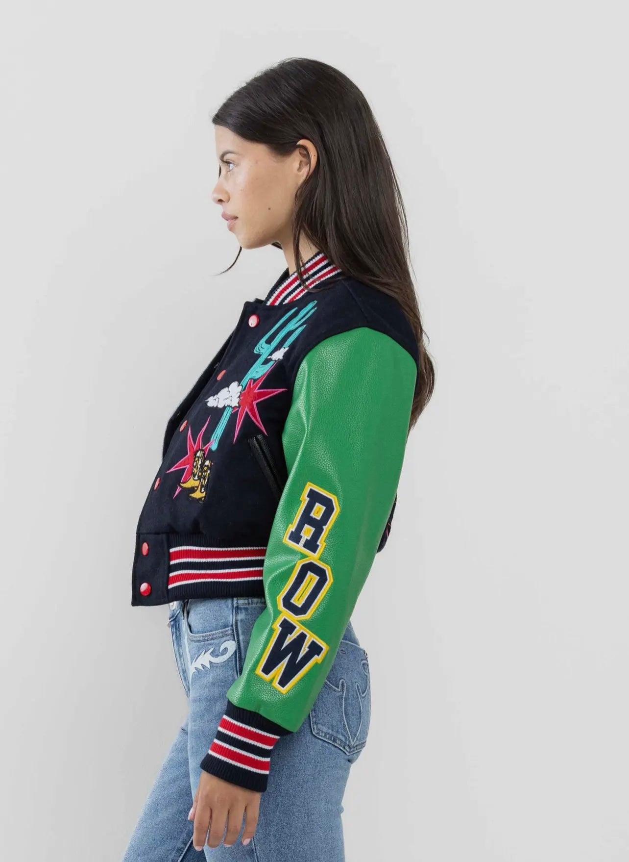 Wild and Free Cropped Varsity Jacket