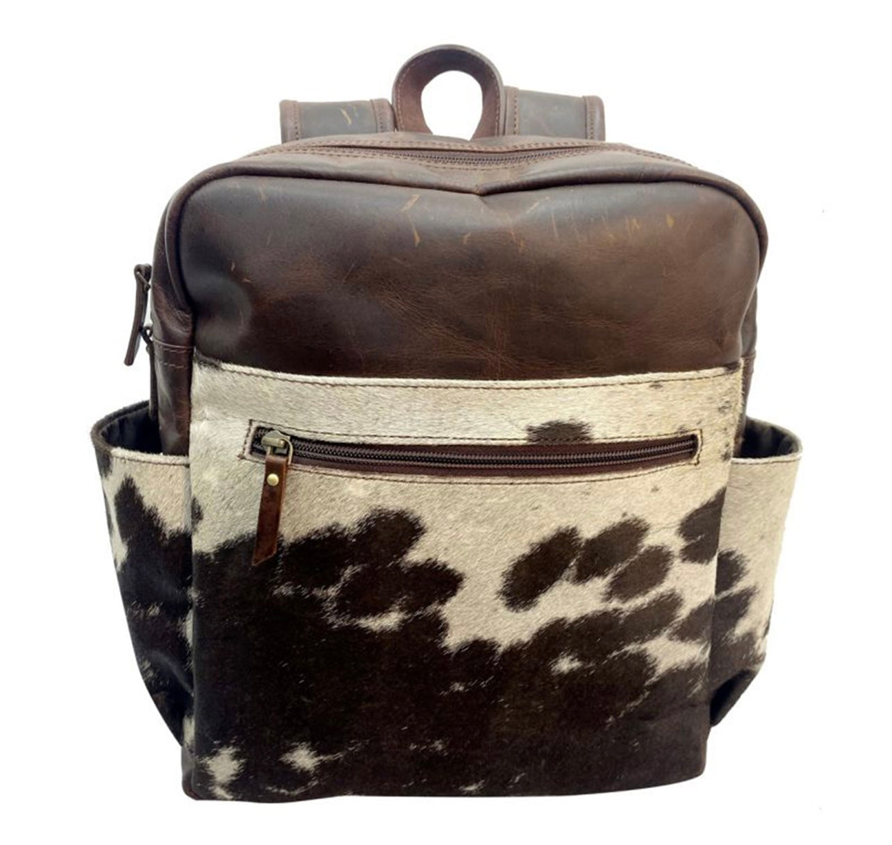 Klassy Cowgirl Hair on Cowhide
Leather Backpack - brown and white PREORDER