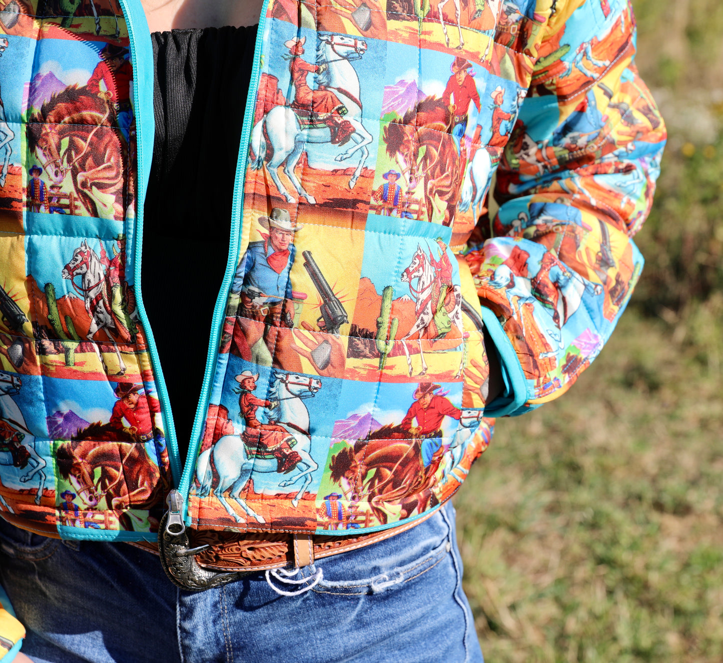 Cowboy Pop Art Puffer Jacket
