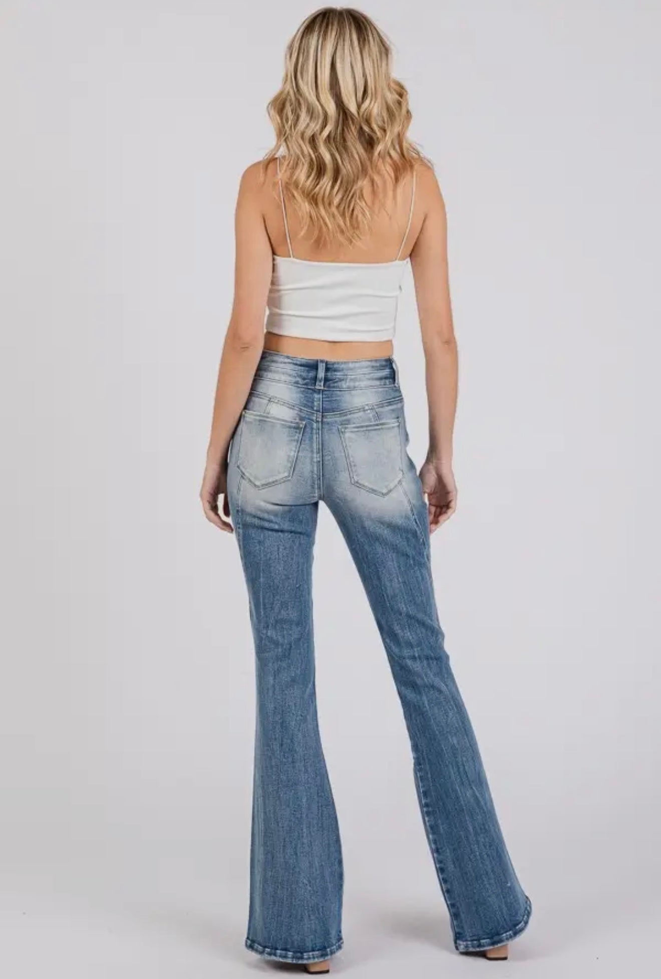 Petra153 High Rise Stretch Flare with Side Seam Detail Jean
