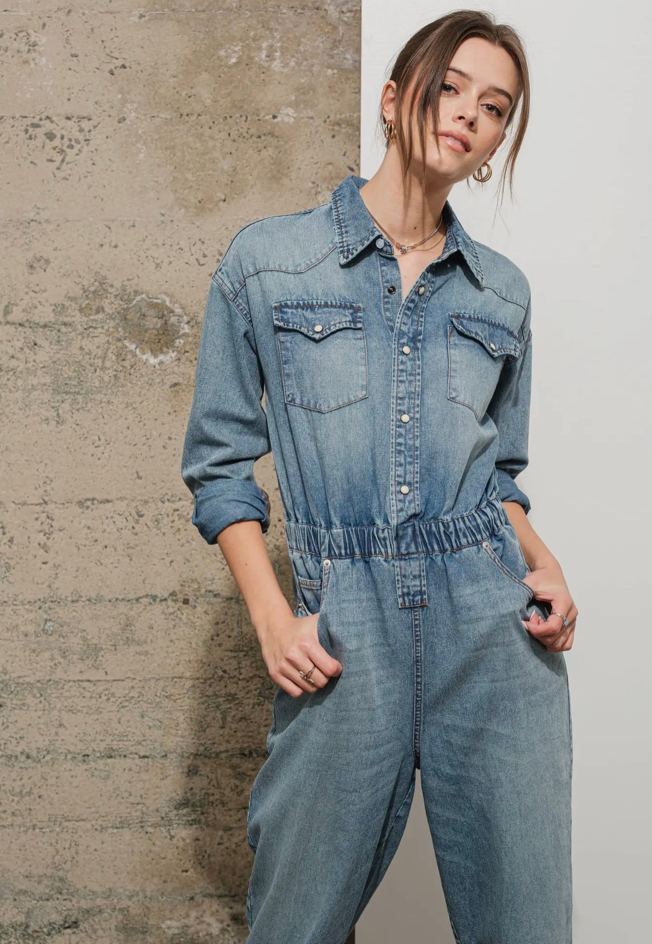 Western Yoke Pocket
Denim Jumpsuit