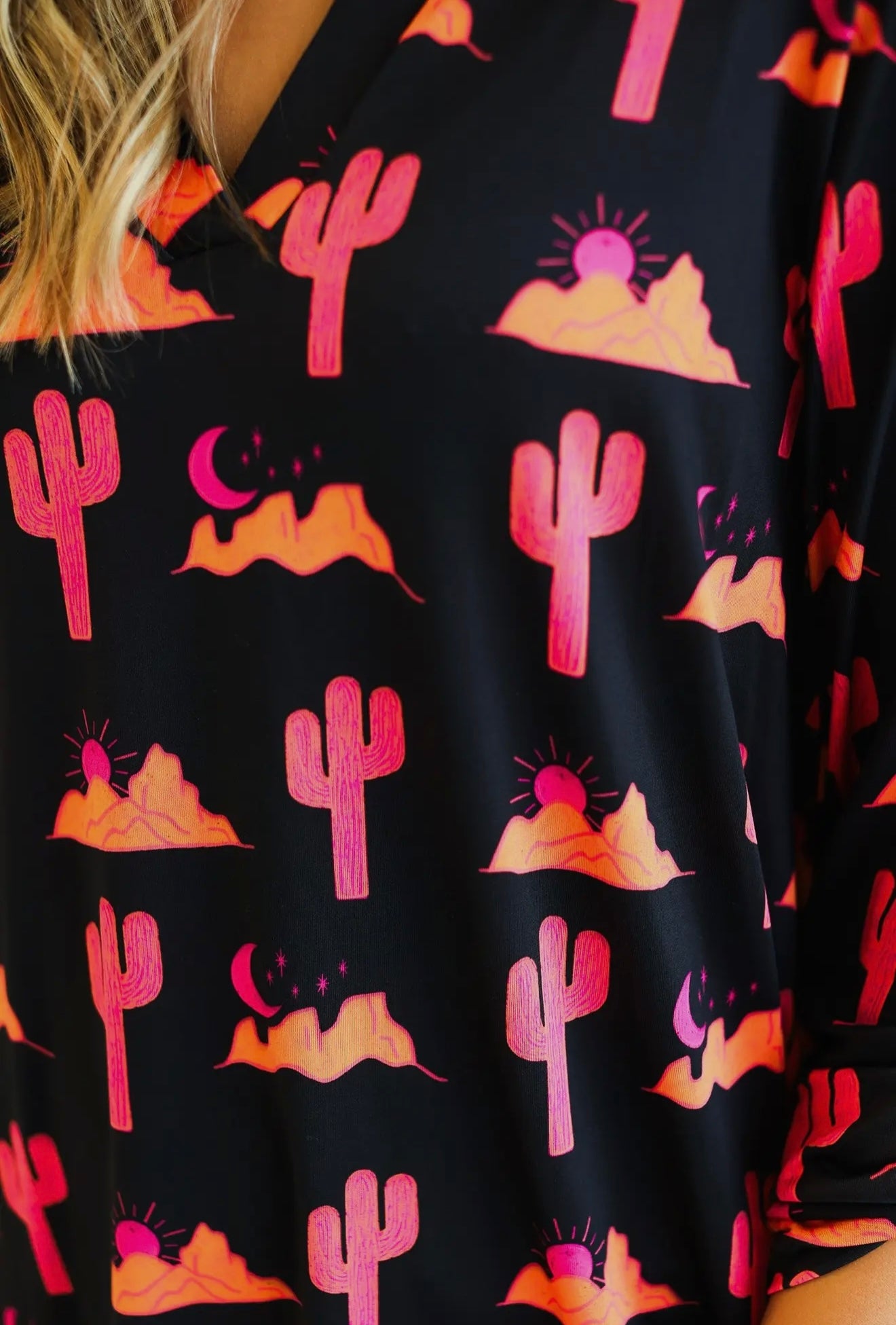 Gemma V-Neck Top, Desert Sunset