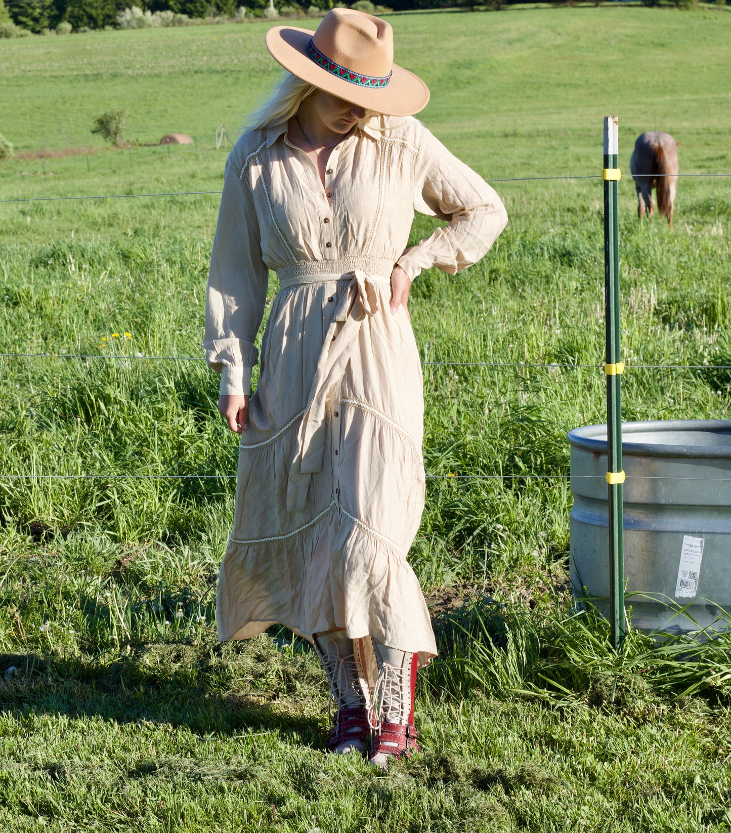 Miss Me Button Up Tiered Dress
