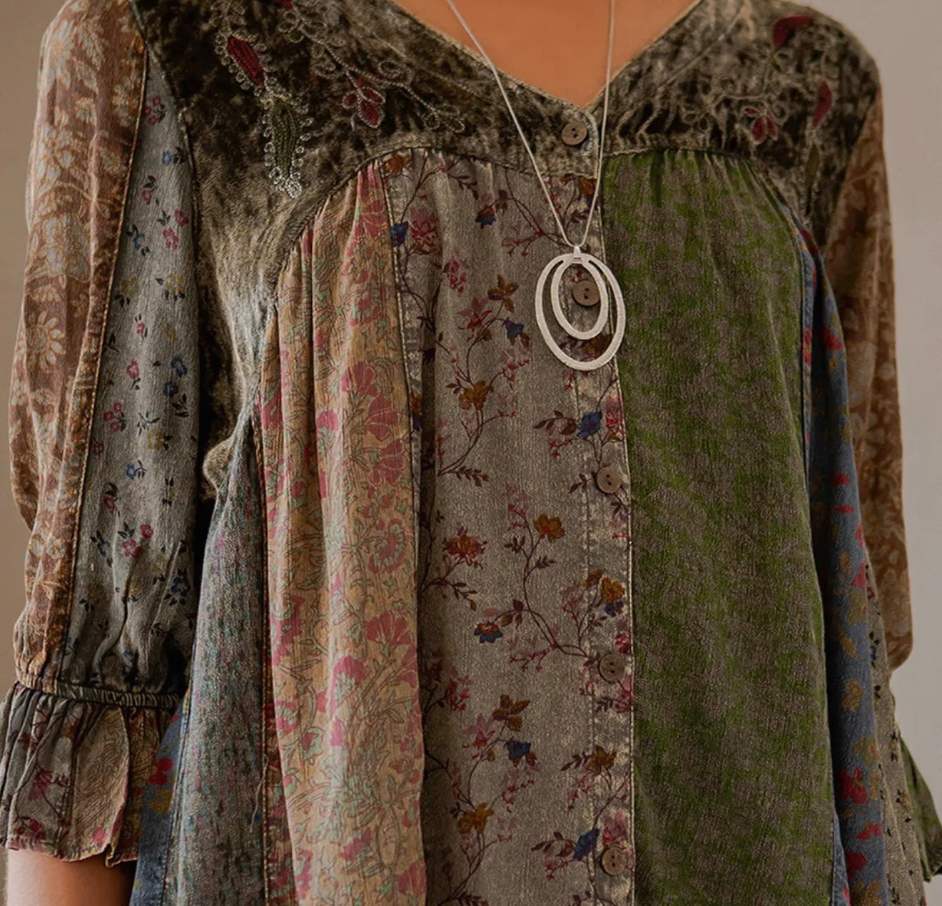 Vintage Bohemian Patchwork Top