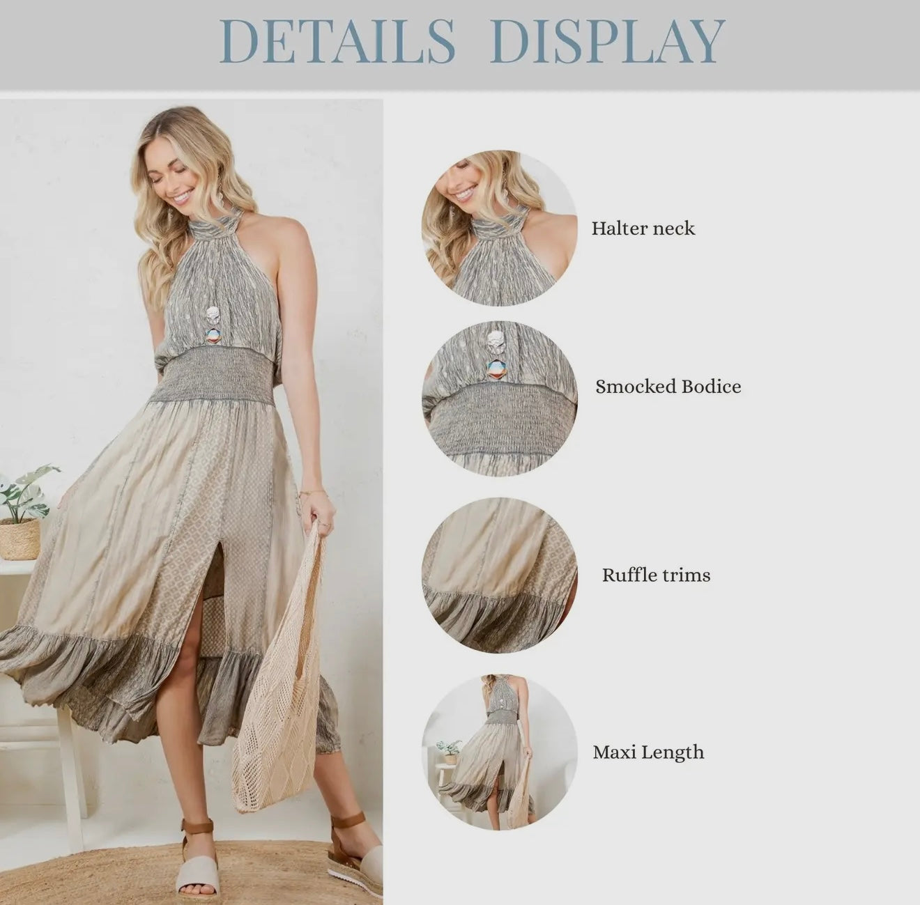 Mid-Length Halter Neck Patchwork Dress