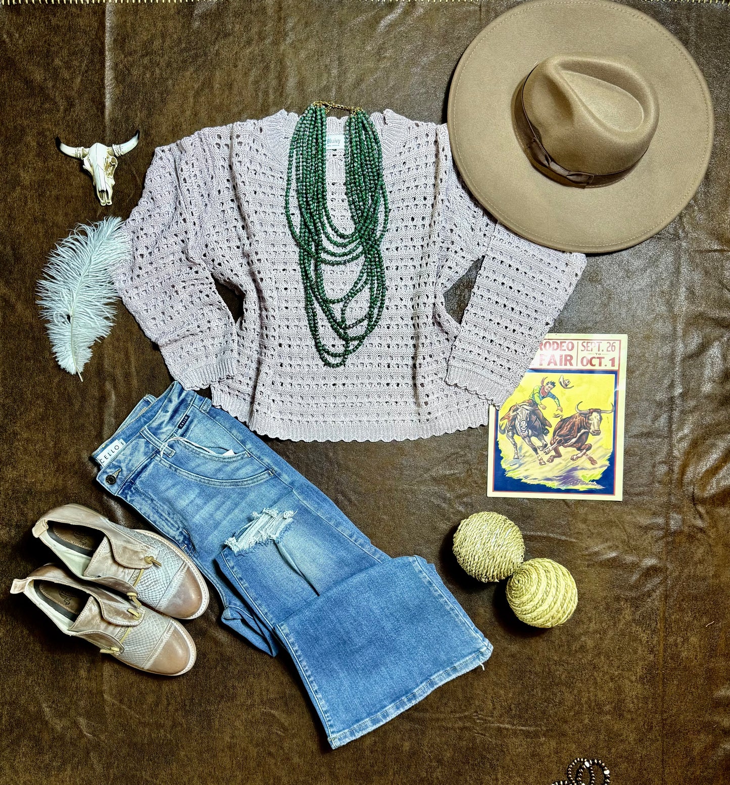 Open Knit Top in Mauve